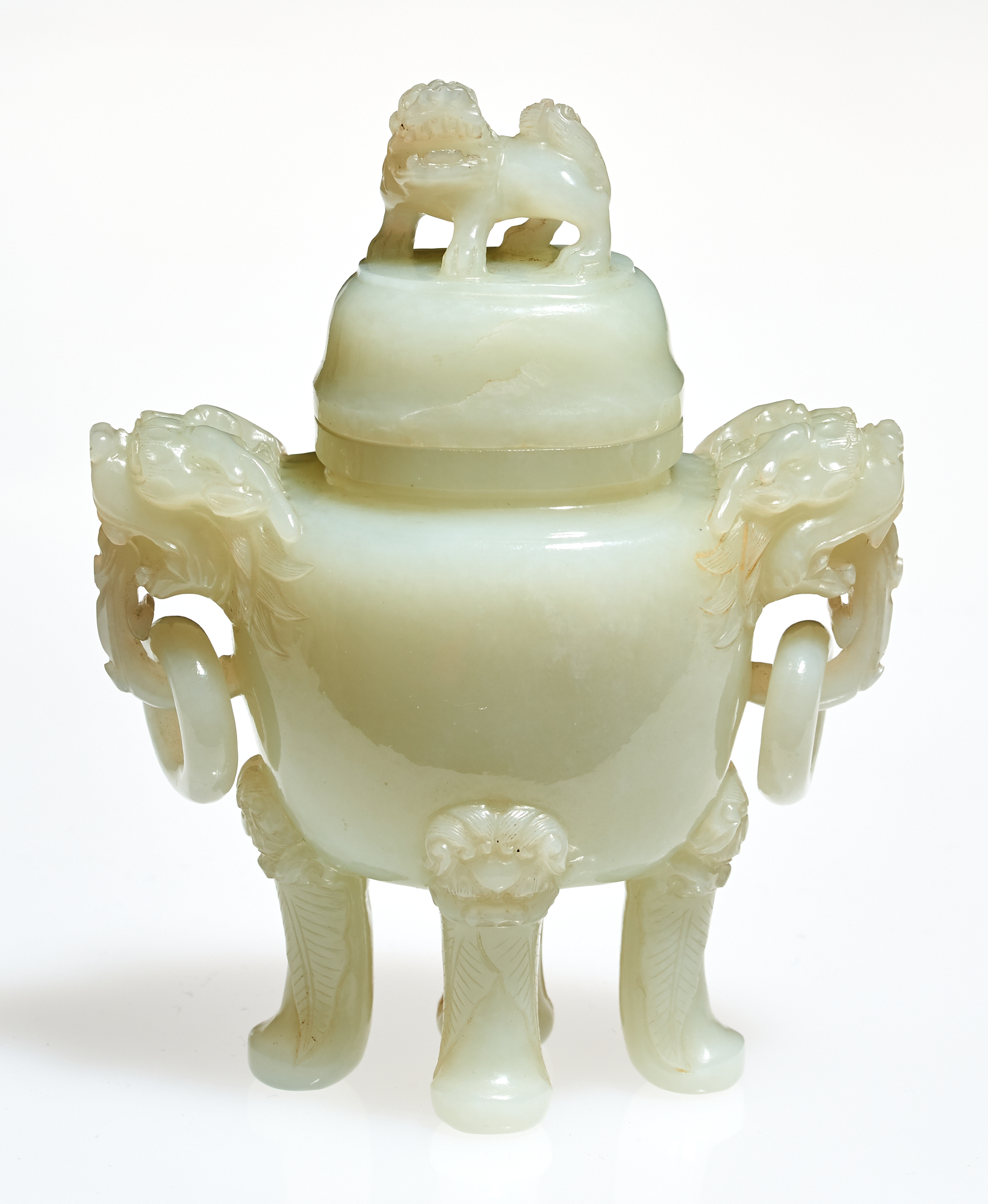 Lot image - A Chinese White Jade Censer and Cover