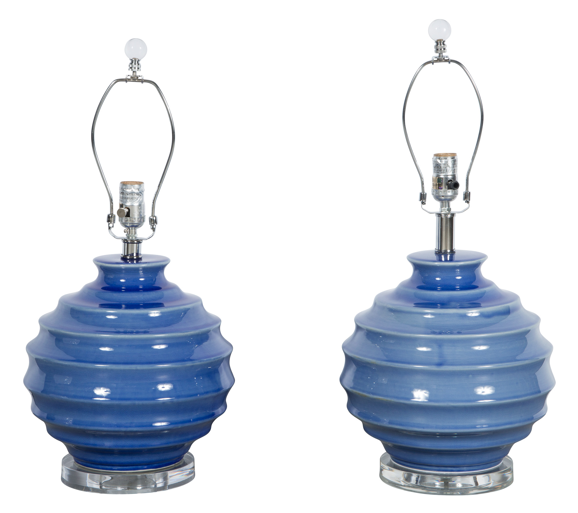 Lot image - Pair of Ovoid Porcelain Table Lamps