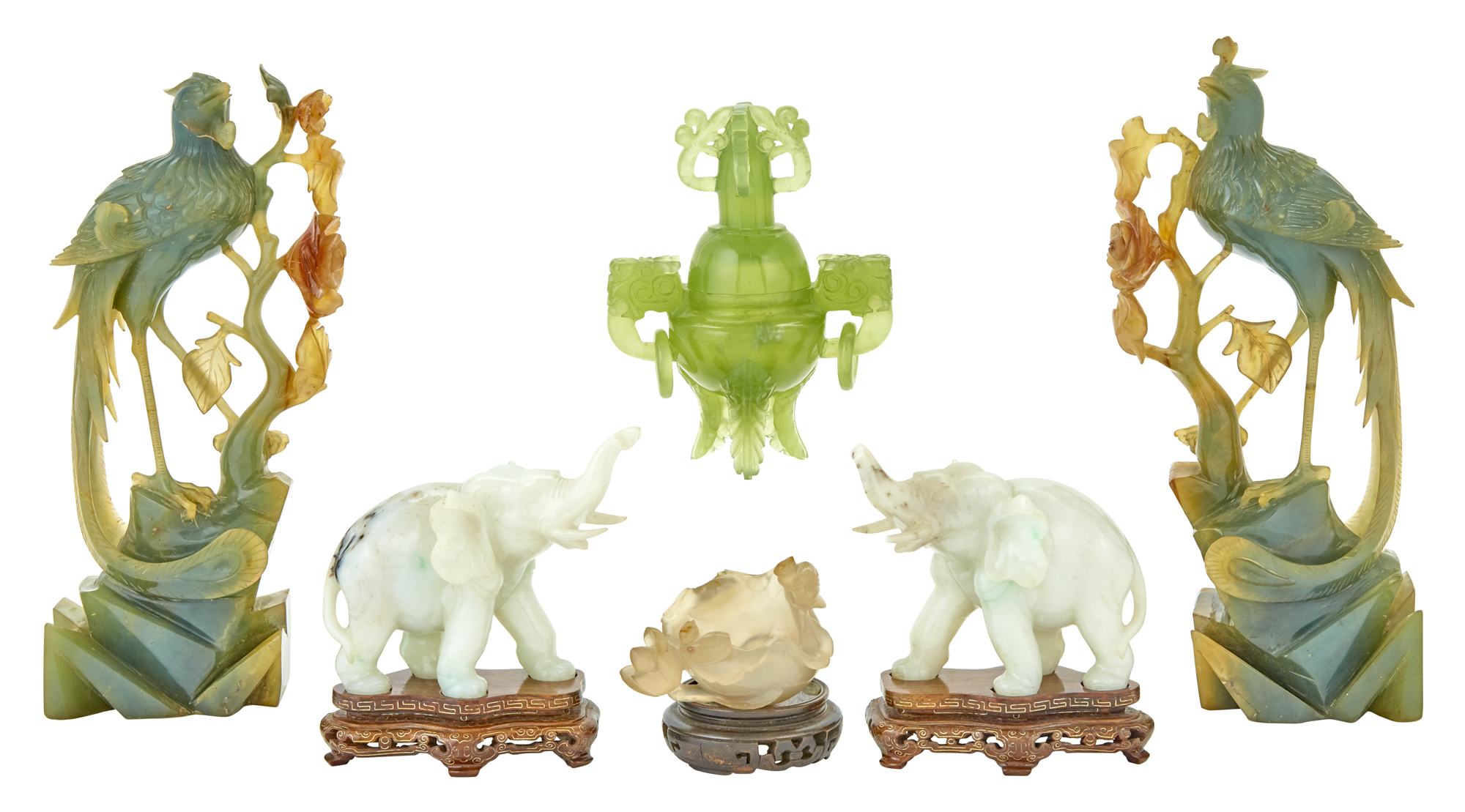 Lot image - Group of Chinese Carved Hard Stone Articles