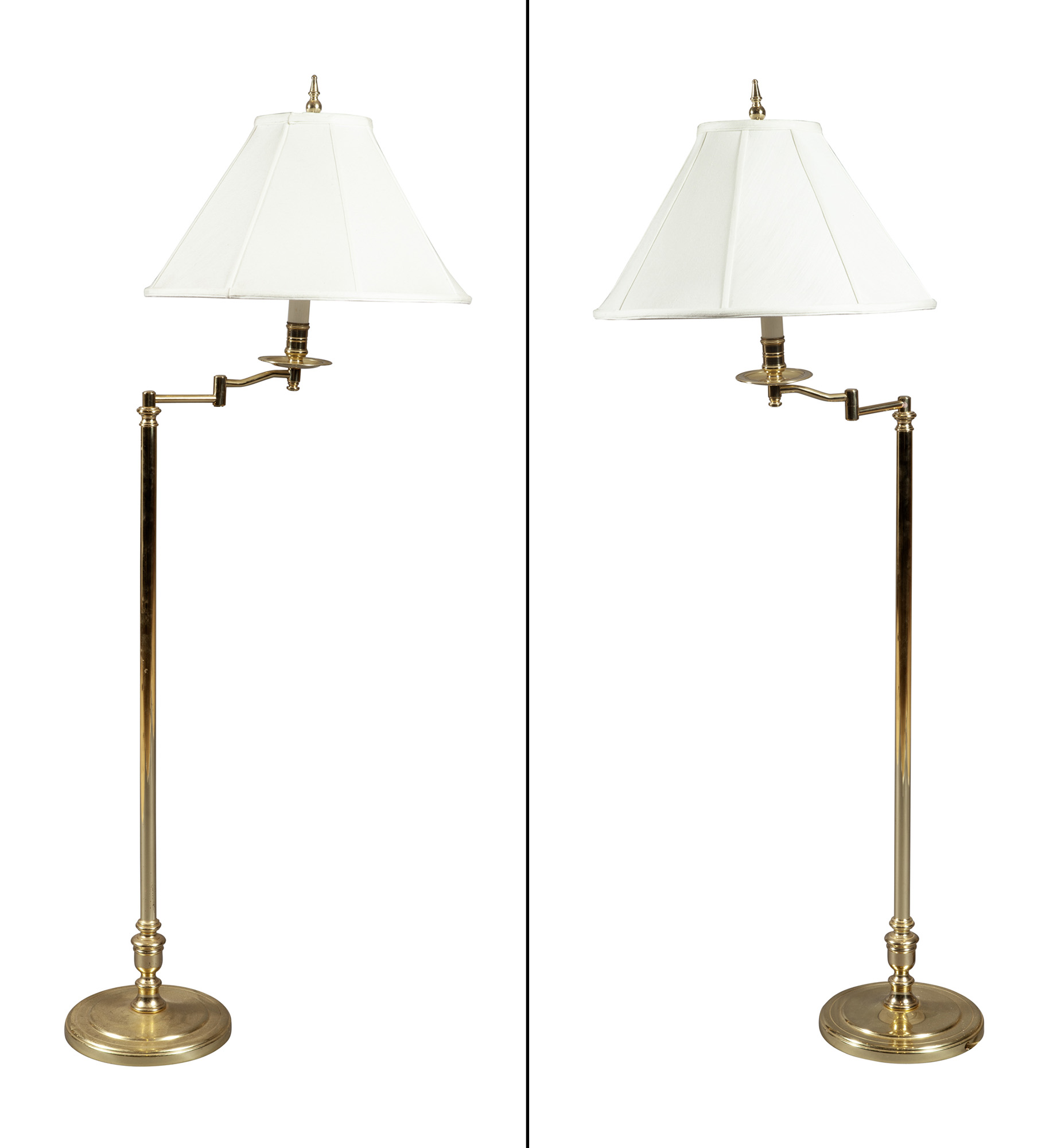 Lot image - Pair of Brass Adjustable Floor Lamps