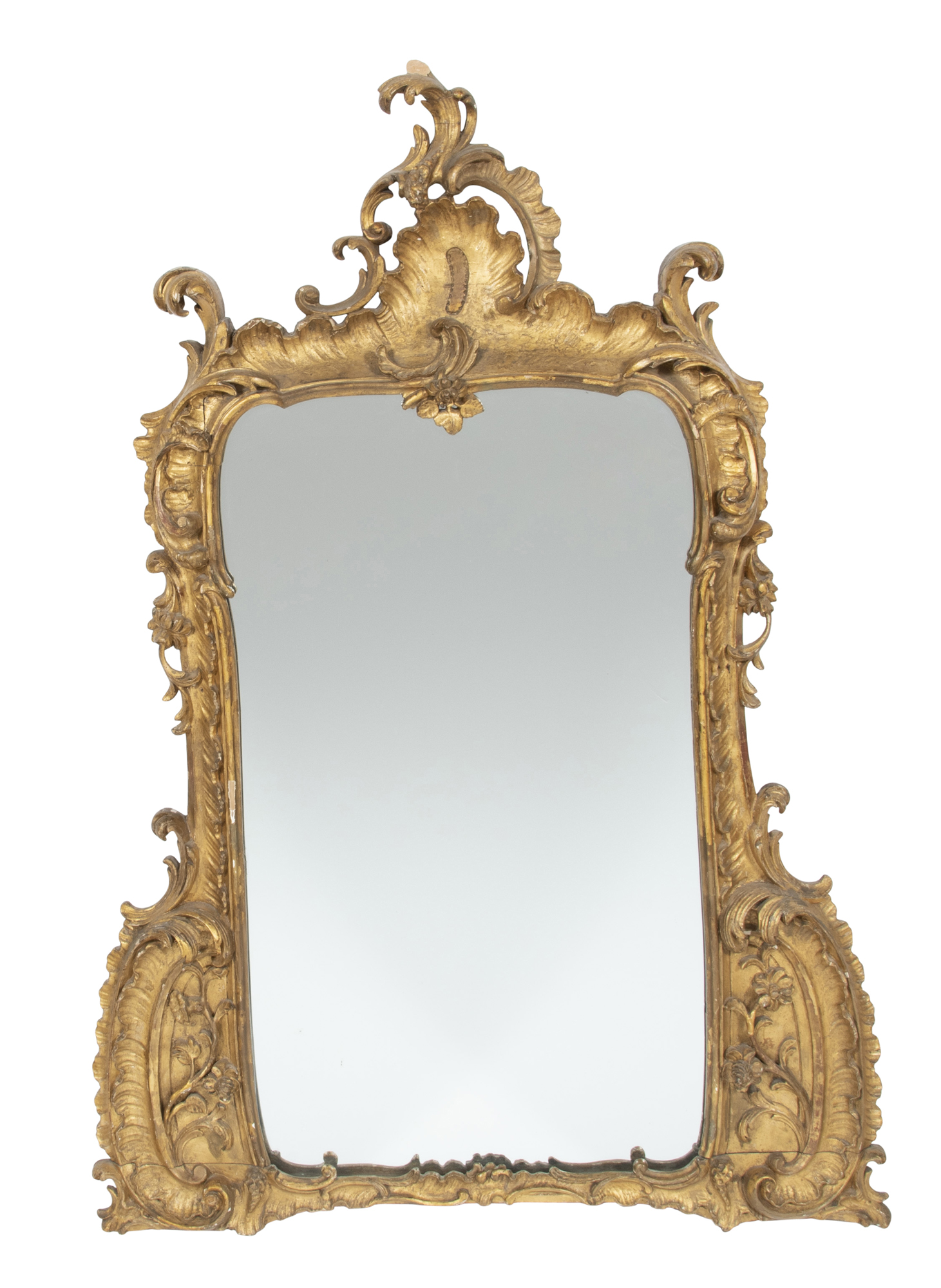 Lot image - Continental Rococo Style Giltwood Overmantel Mirror