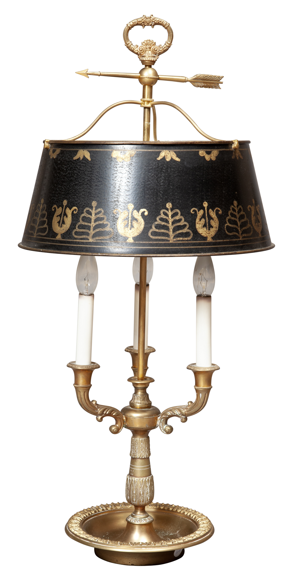 Lot image - Empire Style Gilt-Bronze Bouillotte Lamp