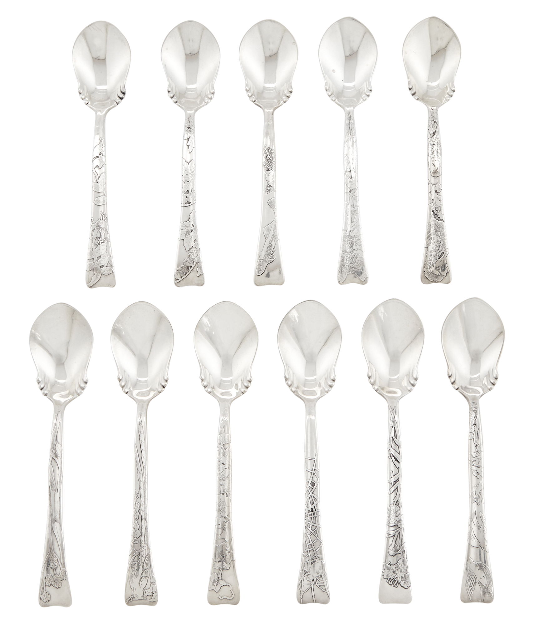 Lot image - Set of Eleven Tiffany & Co. Sterling Silver Lap Over Edge