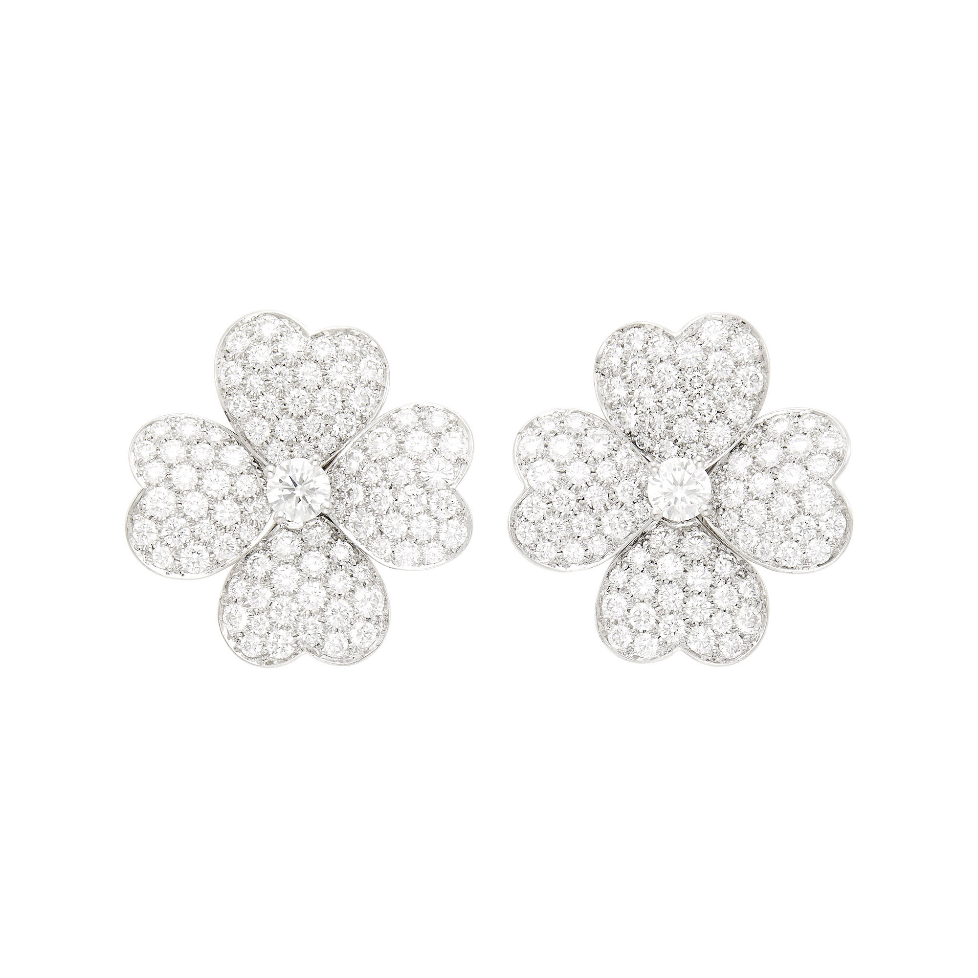 Lot image - Van Cleef & Arpels White Gold and Diamond Cosmos Earclips