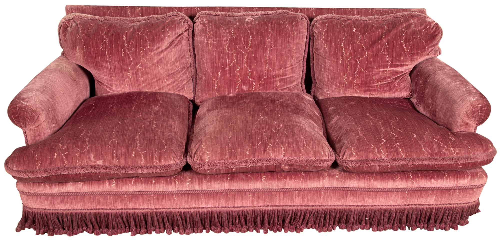 Lot image - Rubelli Velvet-Upholstered Three-Cushion Sofa
