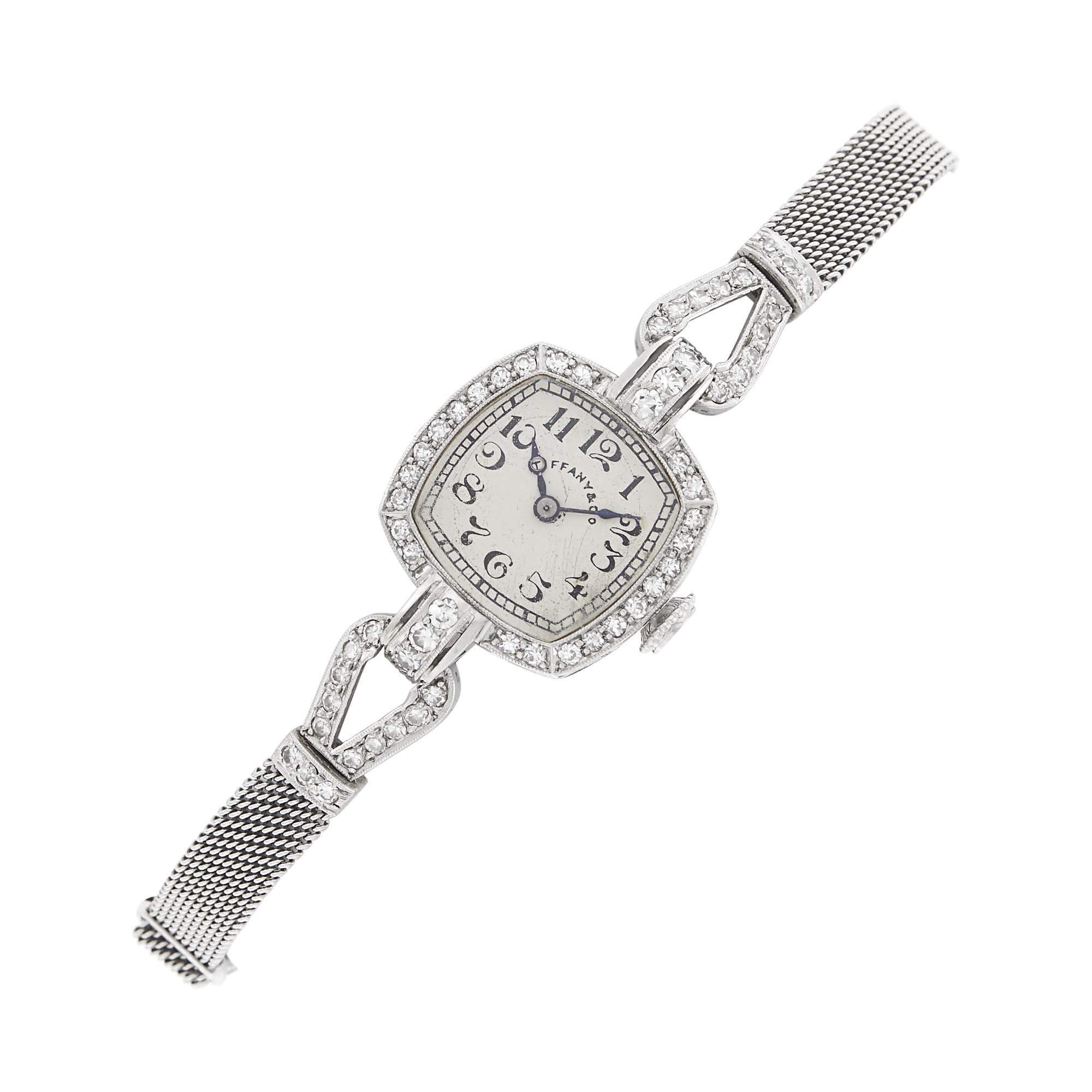 Lot image - Tiffany & Co. Platinum and Diamond Wristwatch