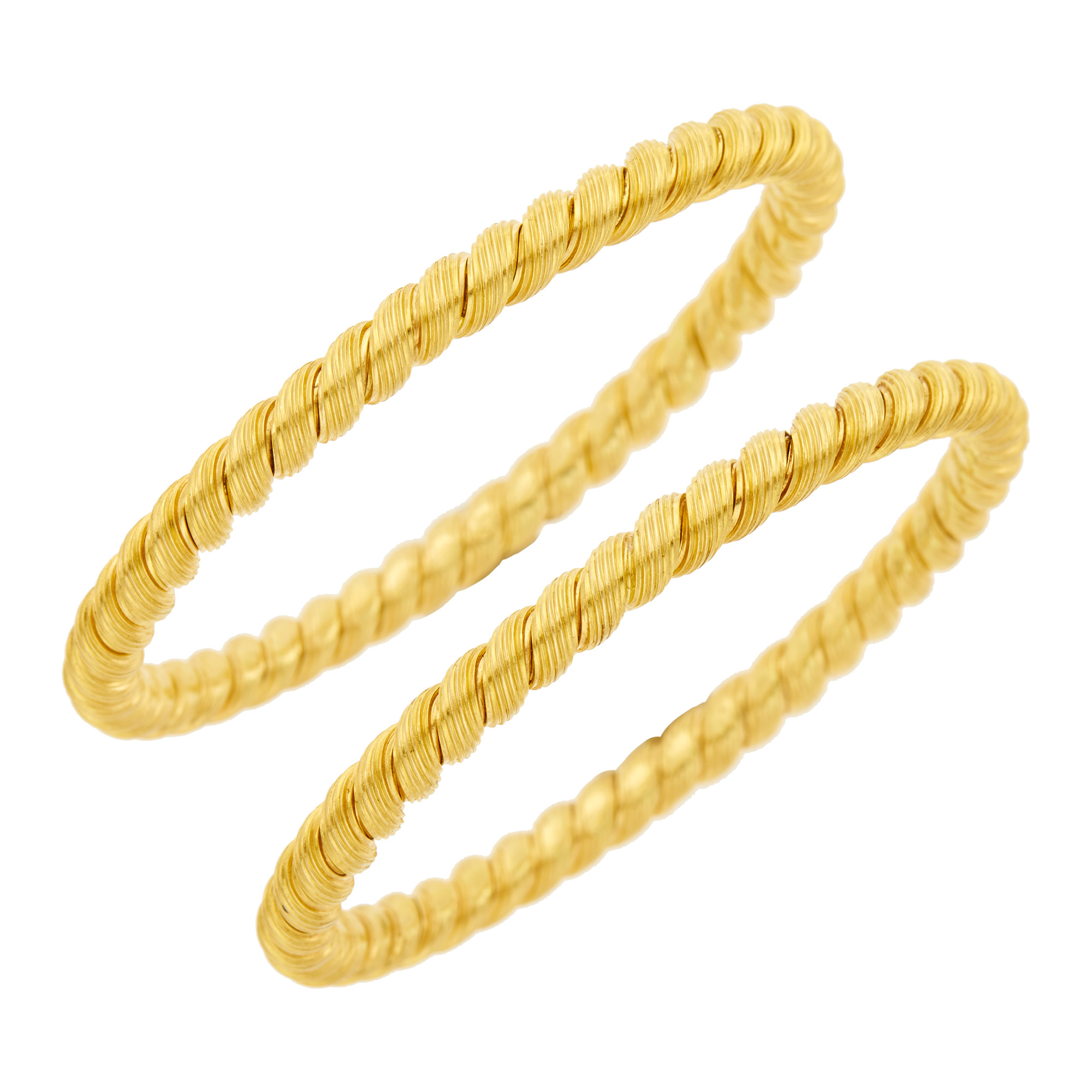Lot image - Georges LEnfant for Van Cleef & Arpels Pair of Gold Bangle Bracelets, France