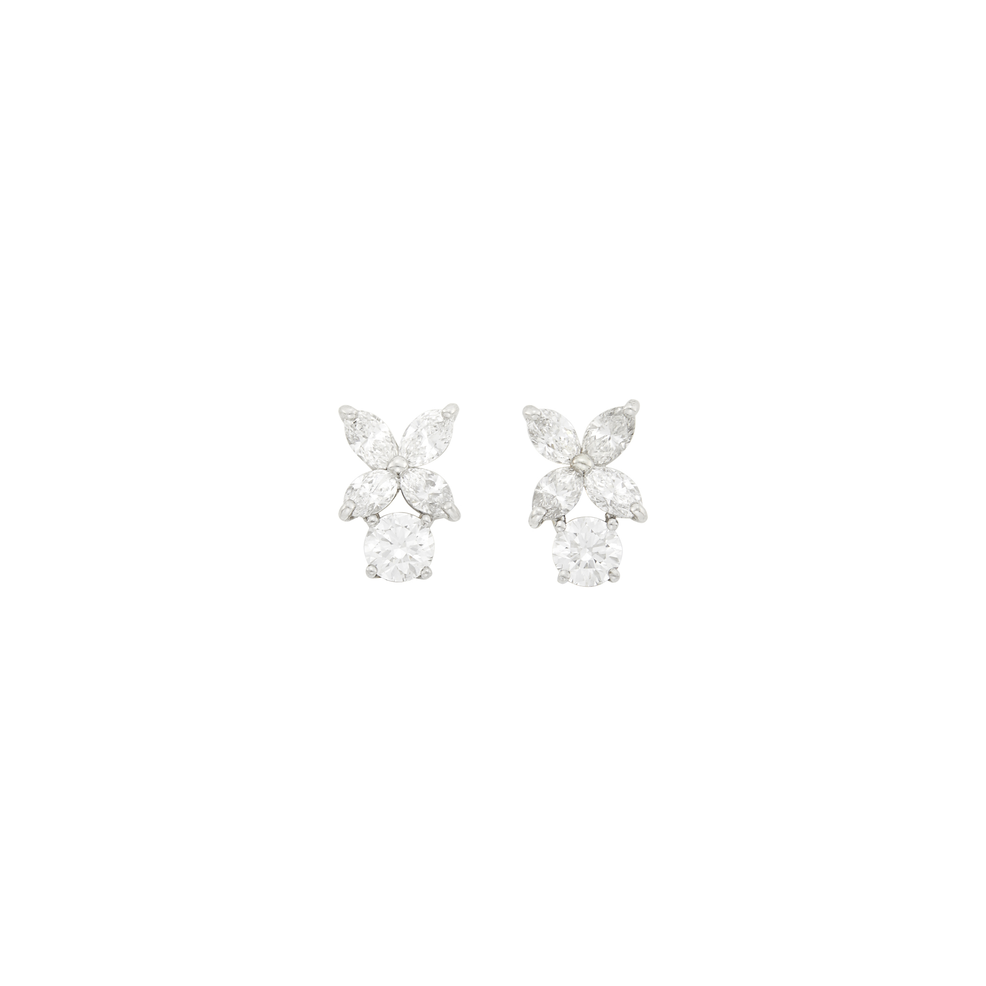 Lot image - Pair of Platinum and Diamond Earclips