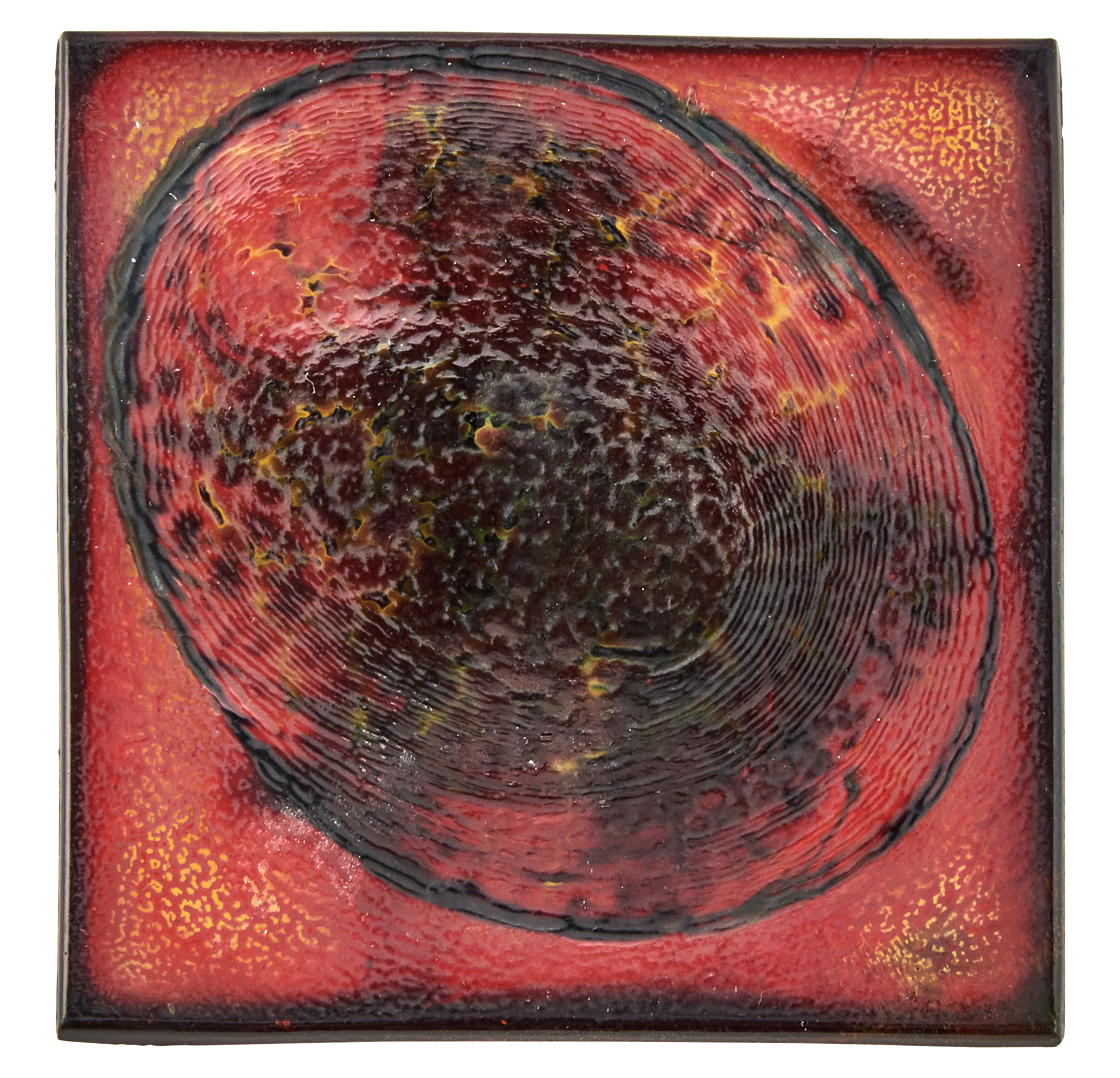 Lot image - Tiffany Red, Black and Amber Colored Favrile Pressed Glass Tile