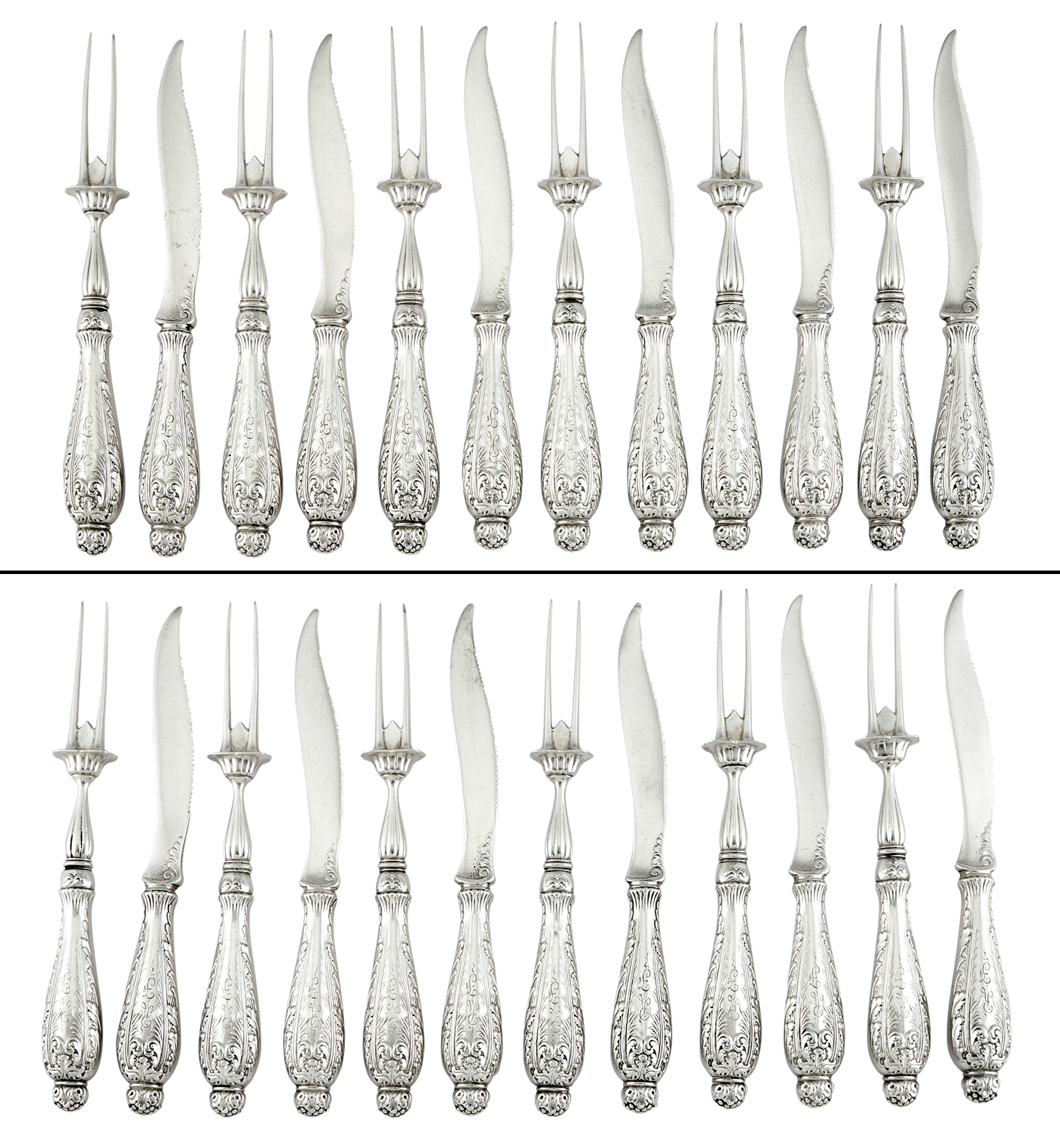 Lot image - Rare Twelve Tiffany & Co. Sterling Silver Fruit Set