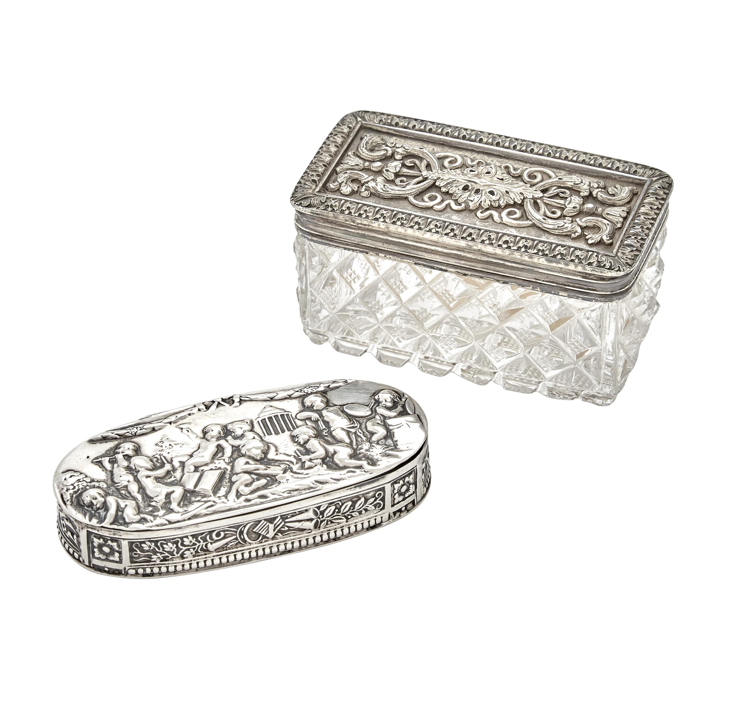 Lot image - George IV Sterling Silver-Gilt and Cut Glass Box and Cover