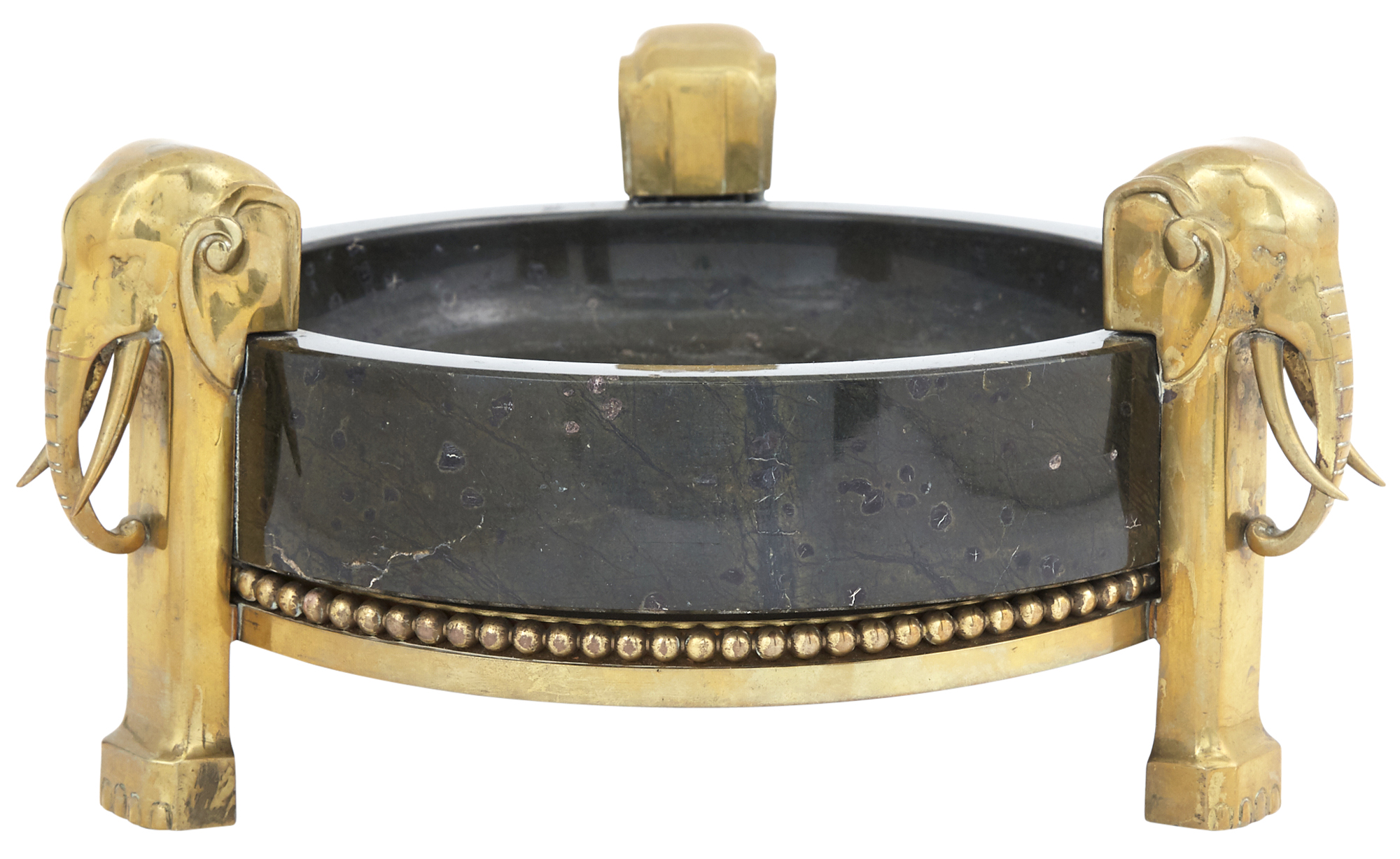 Lot image - Art Deco Gilt-Metal Mounted Green Serpentine Marble Center Bowl