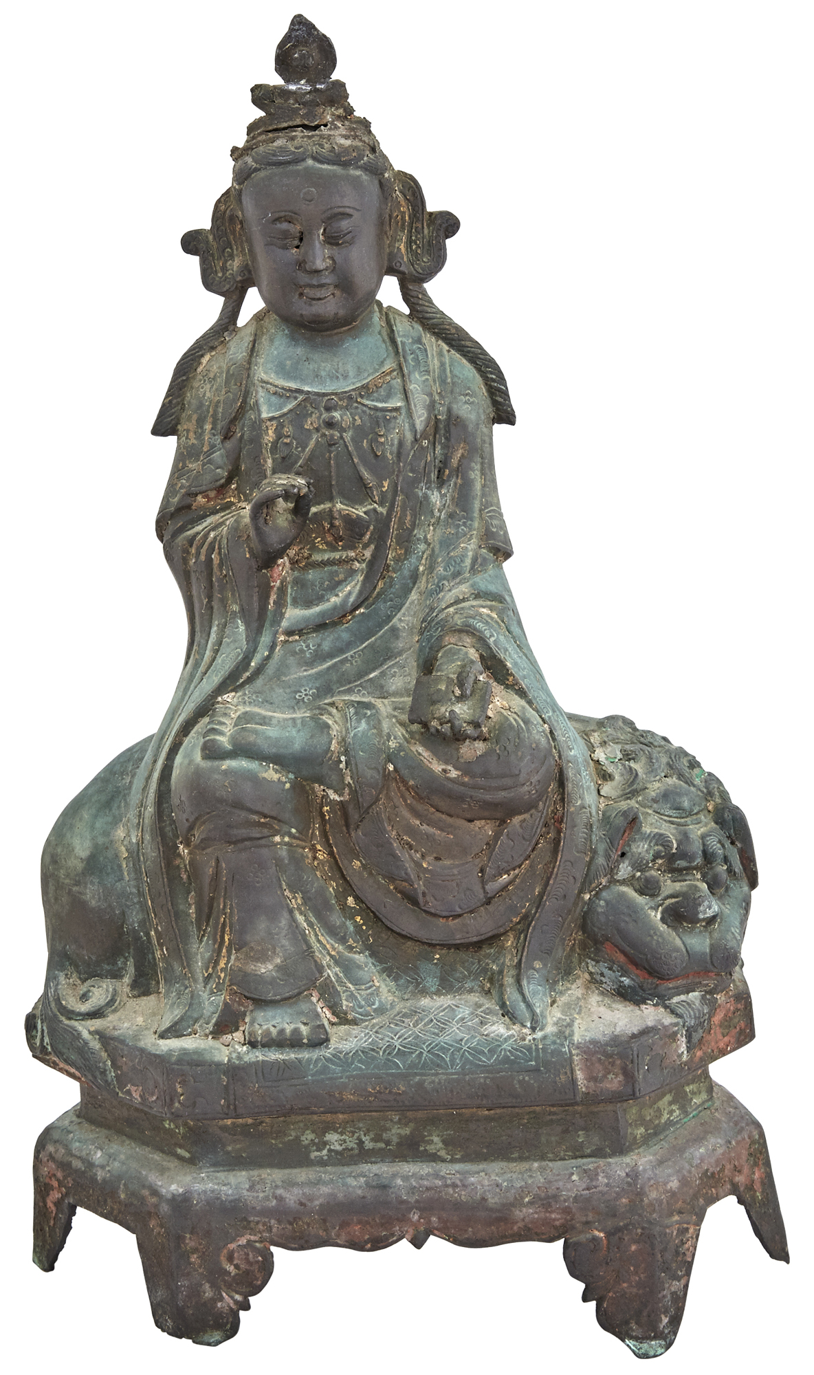 Lot image - A Chinese Cast Bronze Figure of Guanyin
