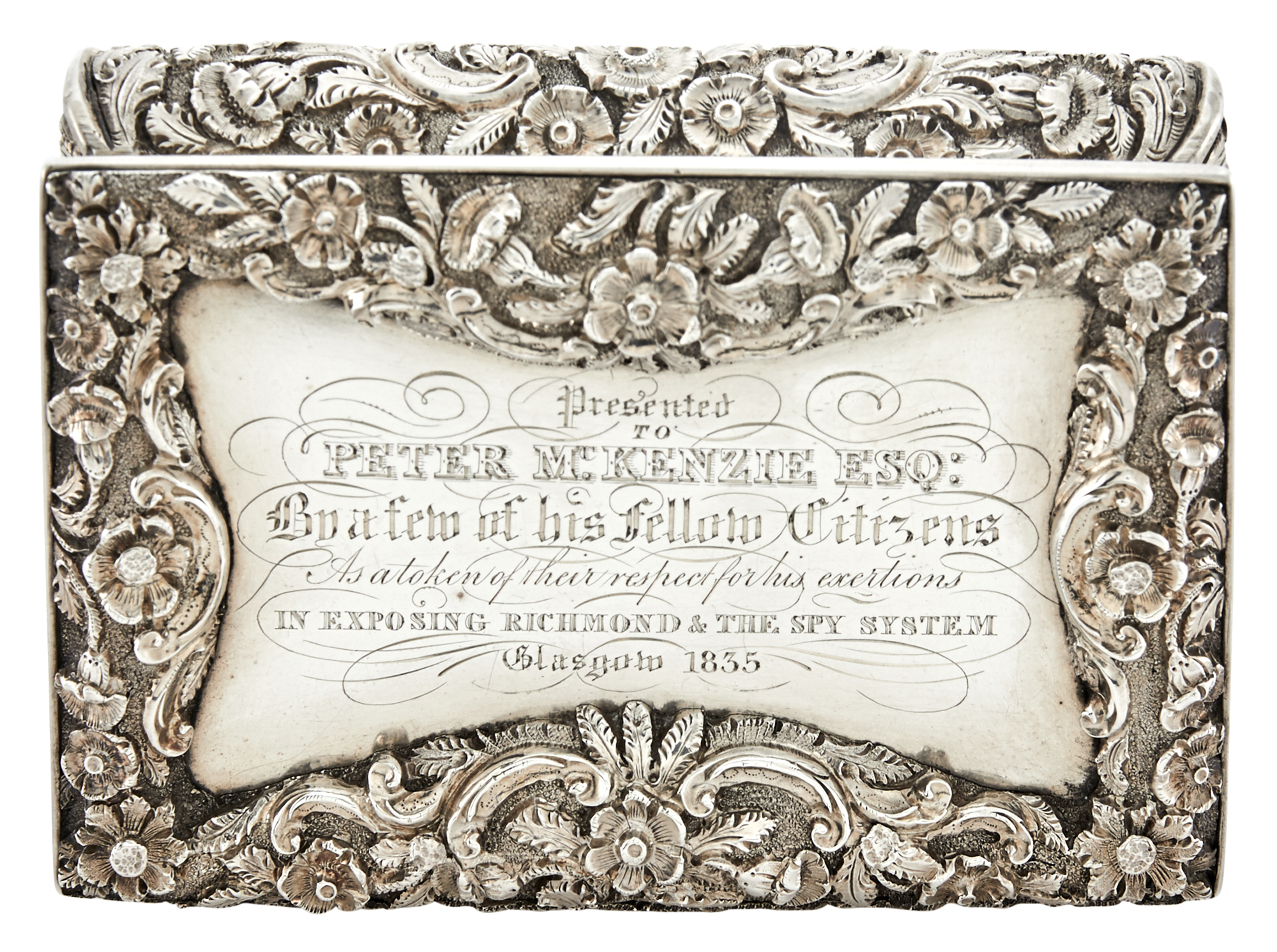 Lot image - William IV Sterling Silver Presentation Snuffbox