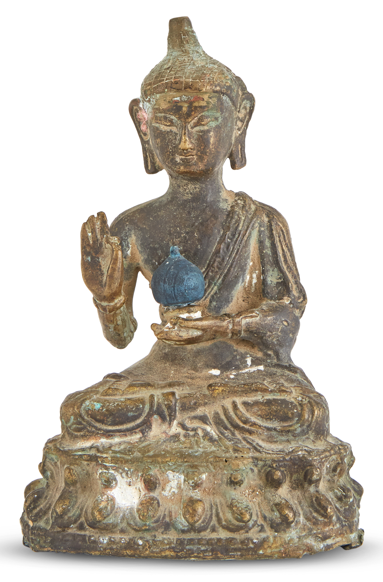 Lot image - A Chinese or Southeast Asian Bronze Figure of Buddha