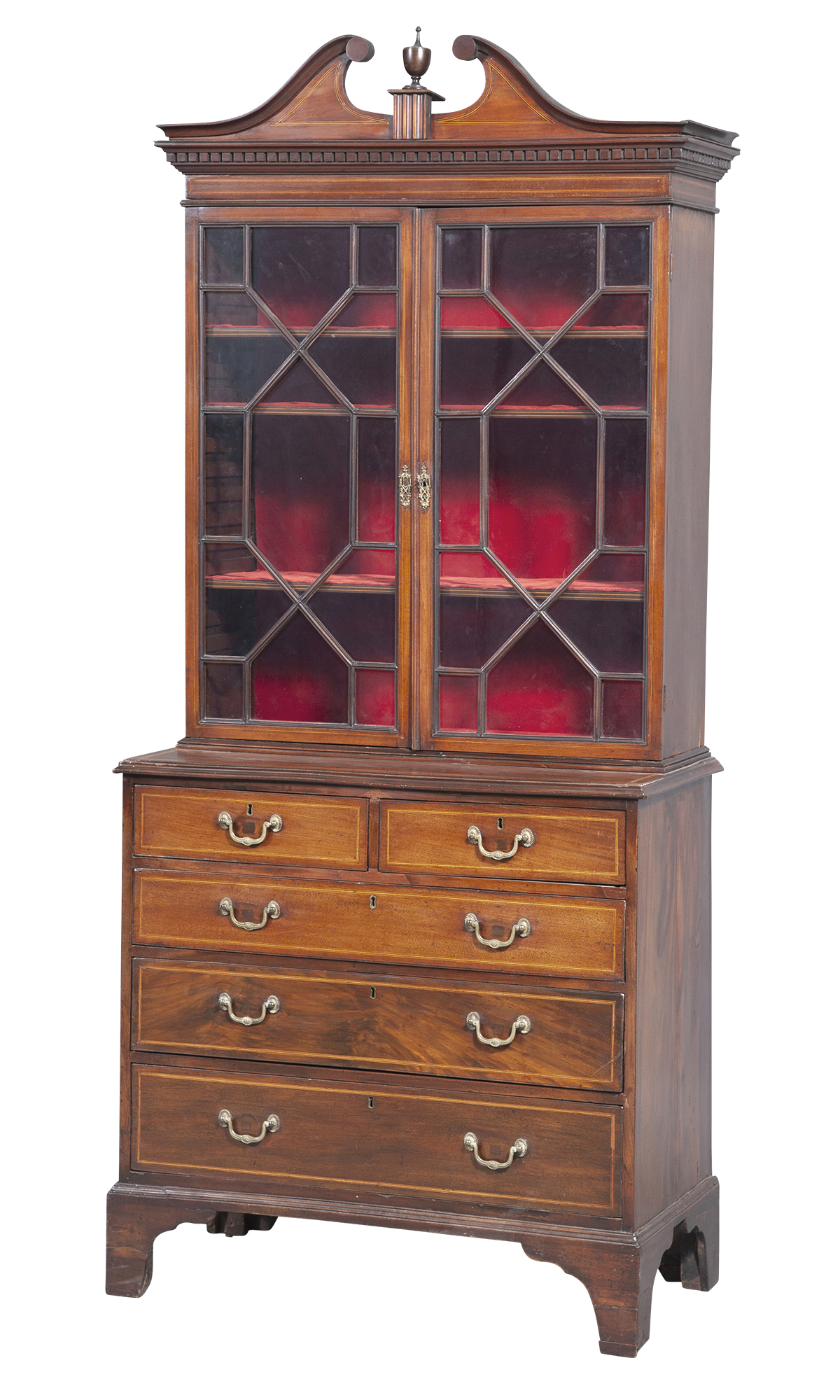 Lot image - George III Inlaid Mahogany Bookcase Cabinet