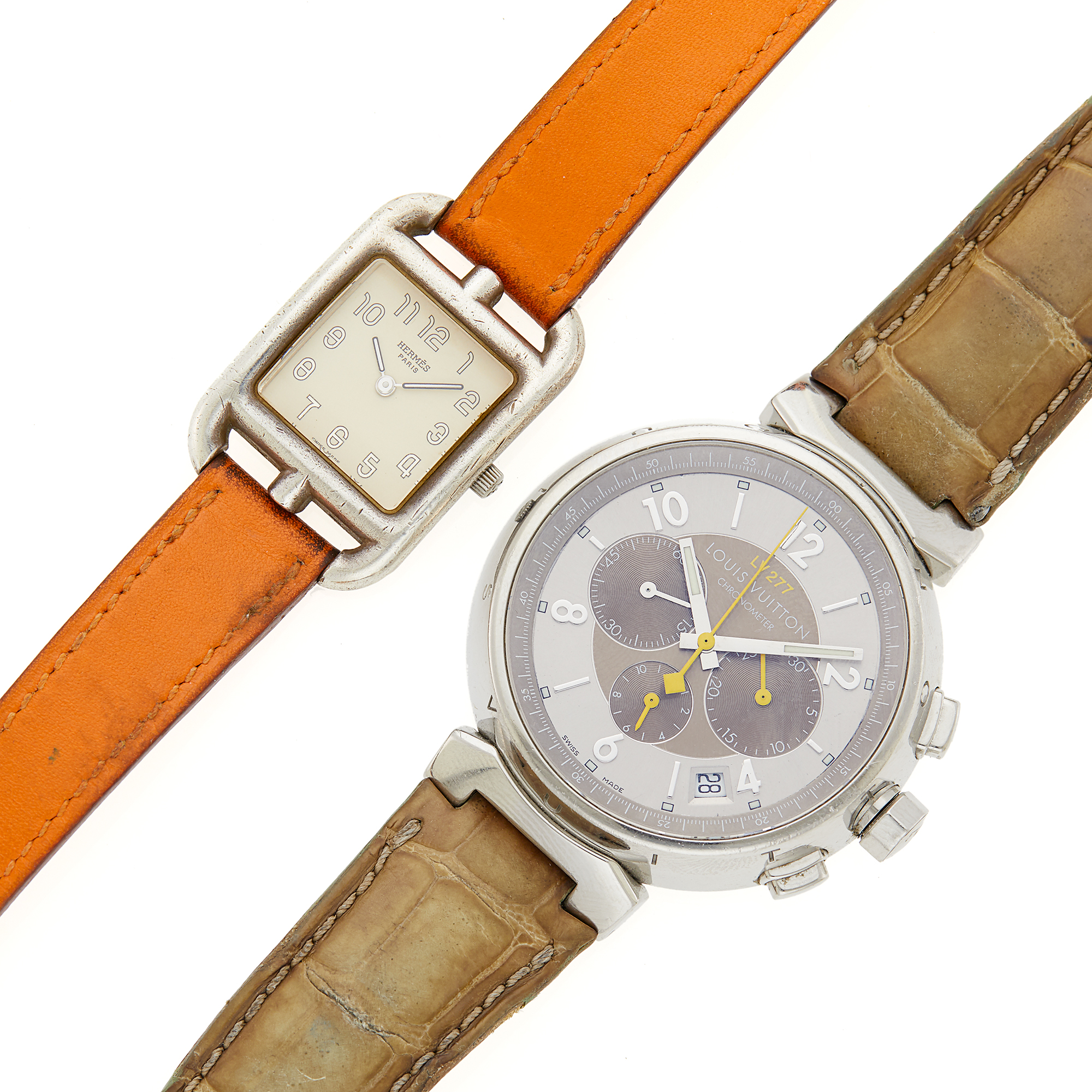Lot image - Louis Vuitton Stainless Steel Wristwatch and Hermès Cape Cod Wristwatch