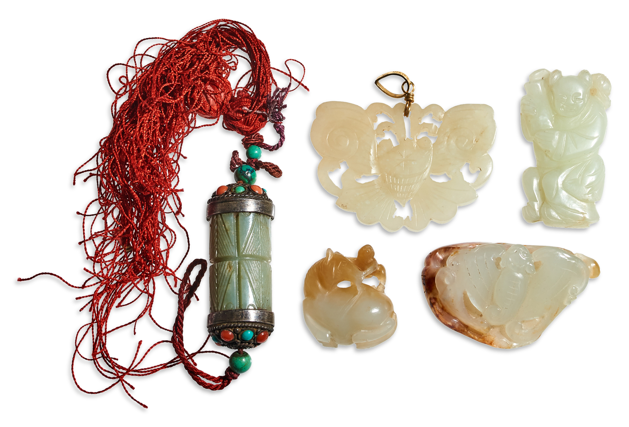 Lot image - Five Chinese Small Jade Carvings