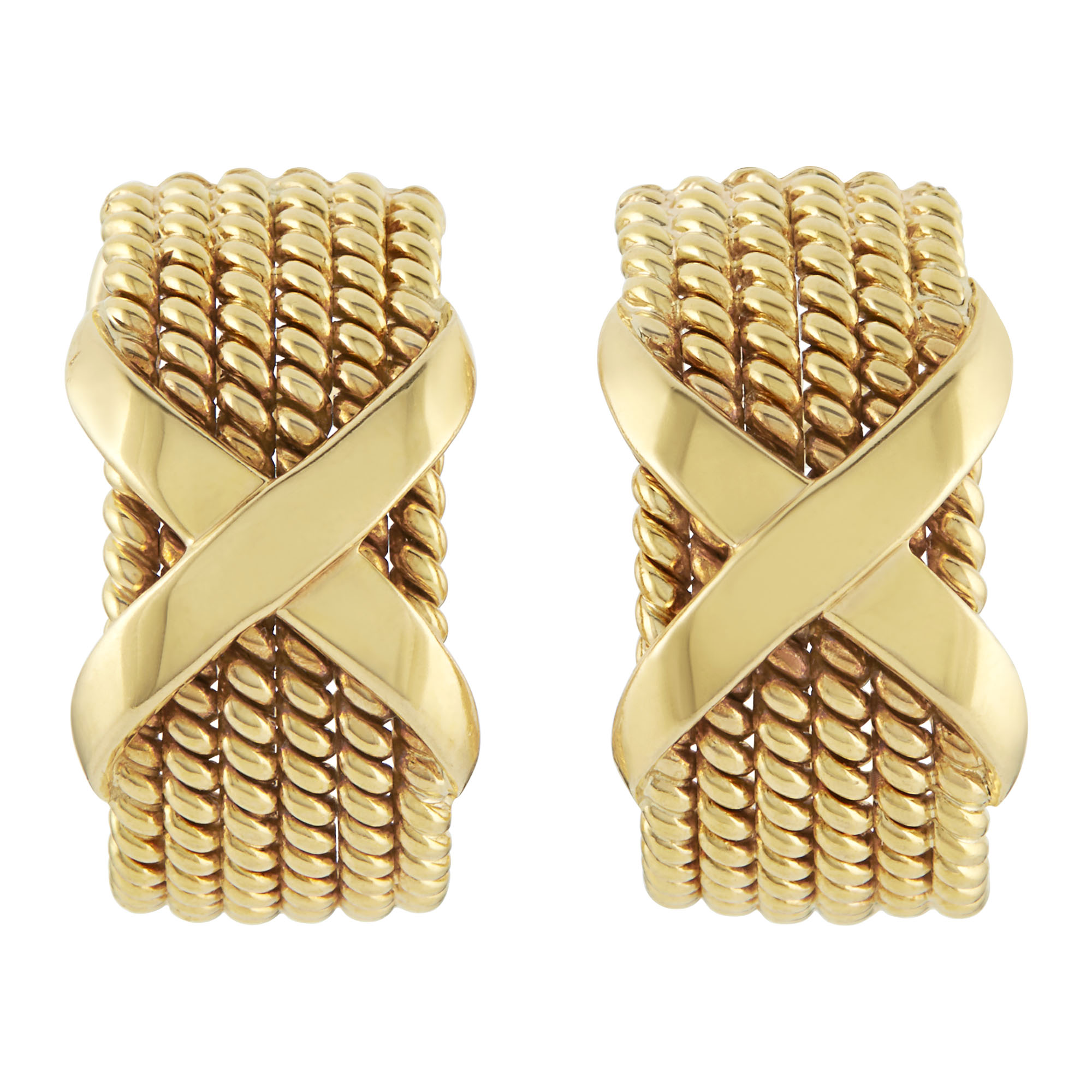 Lot image - Pair of Gold Earrings, Tiffany & Co., Schlumberger