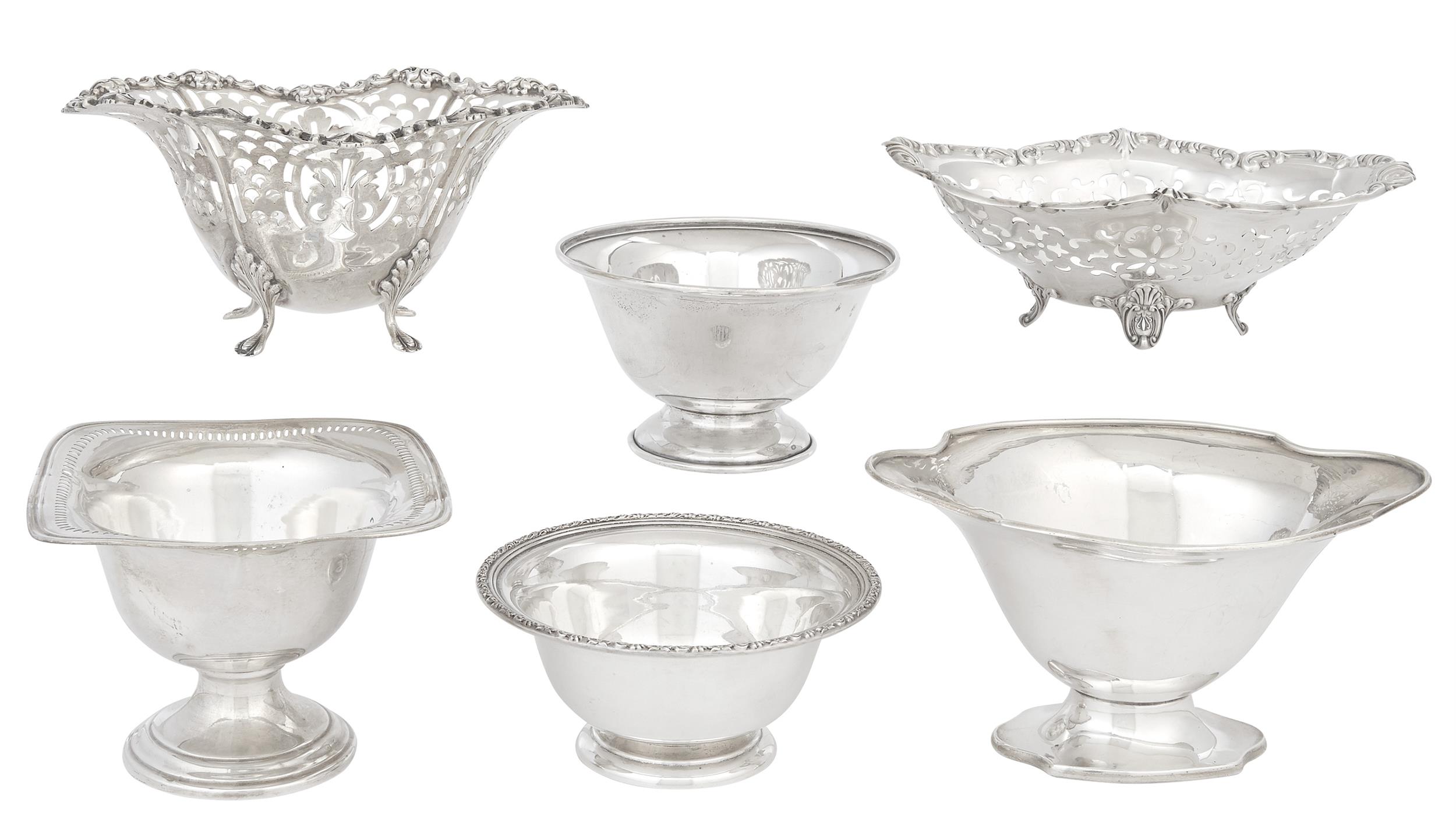 Lot image - Group of Six American Sterling Silver Footed Bowls