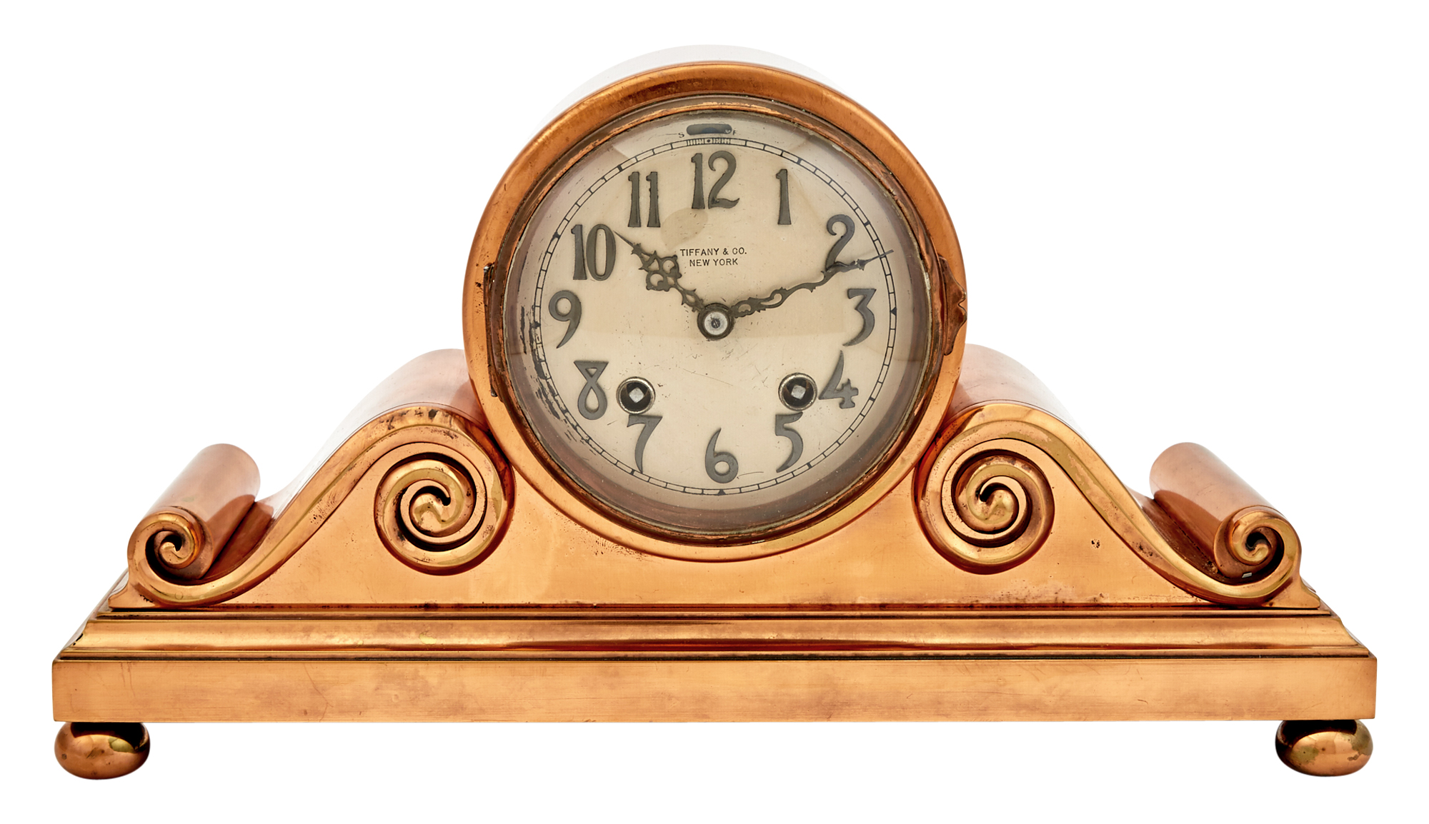 Lot image - Chelsea Clock Co. Polished Copper Mantel Clock