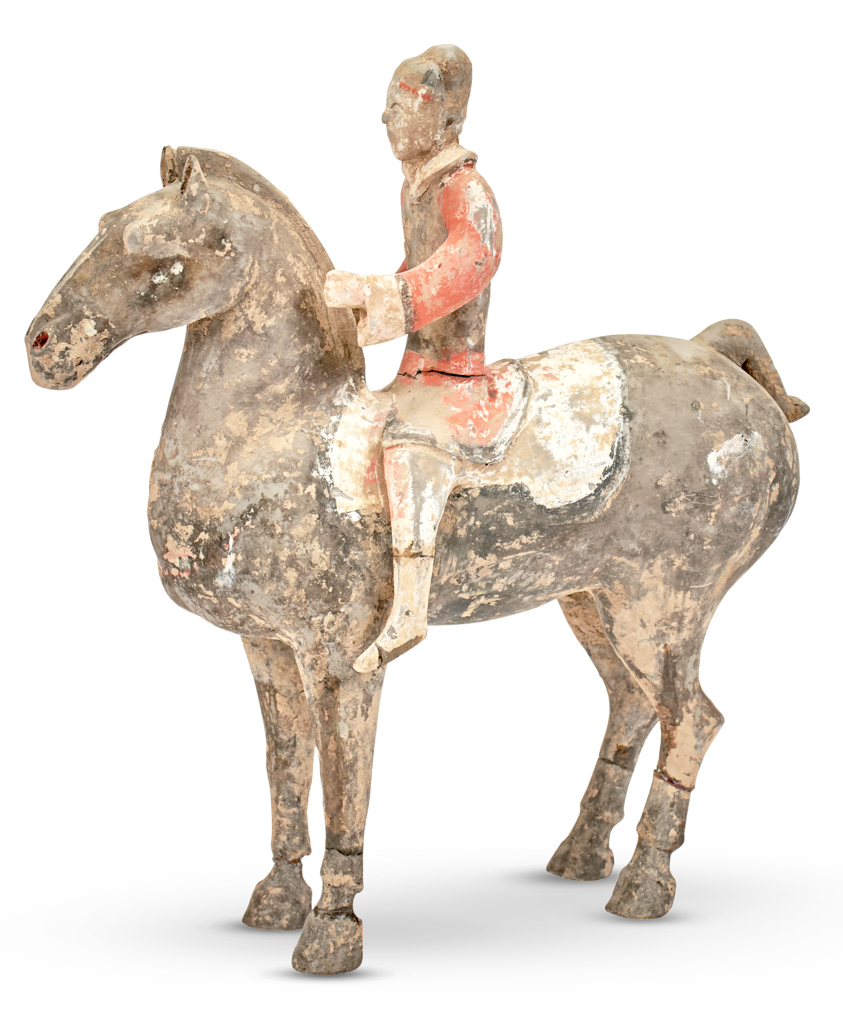 Lot image - A Chinese Pottery Horse and Rider