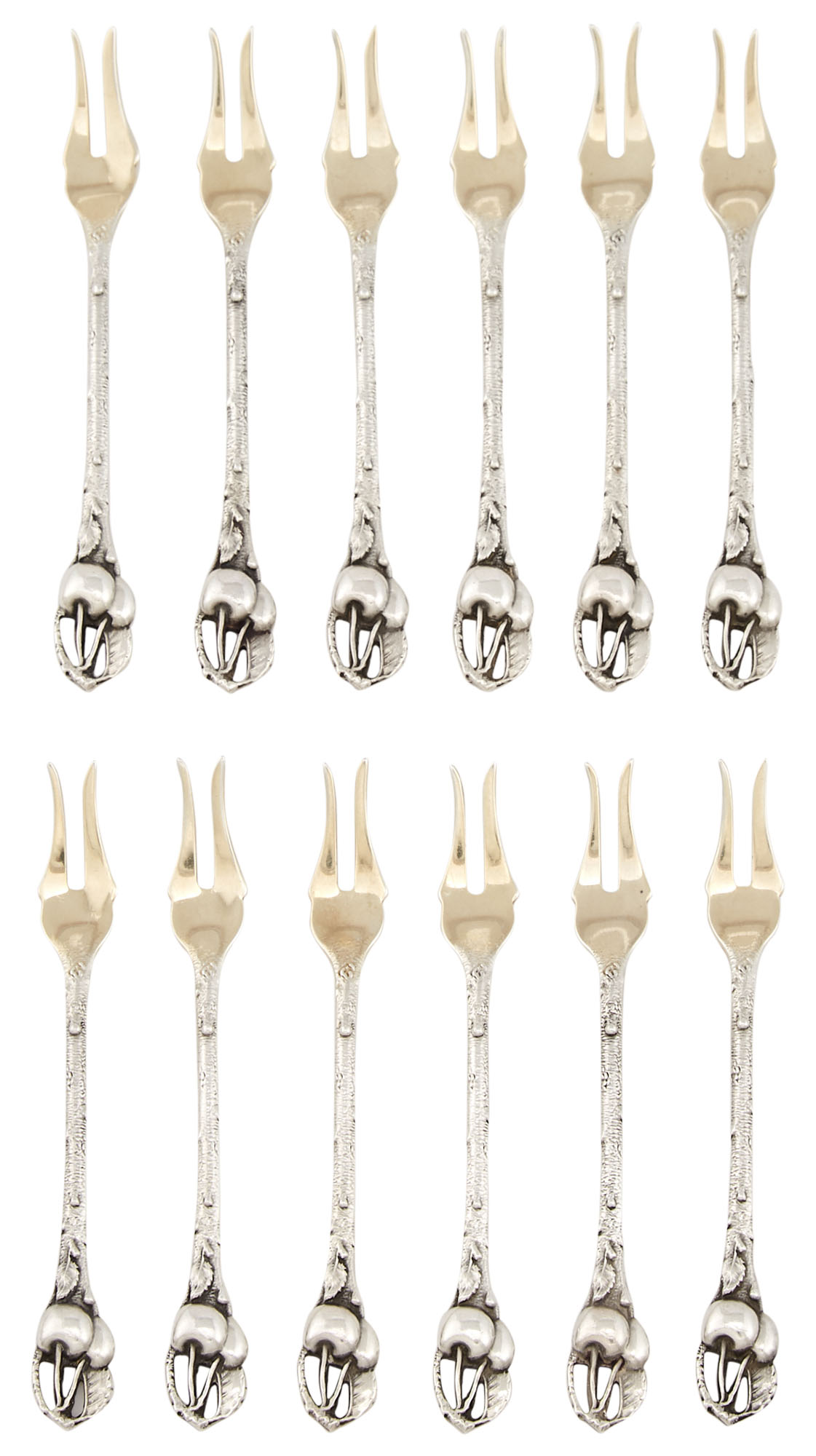 Lot image - Set of Twelve American Sterling Silver Cherry/Hors dOeuvres Forks