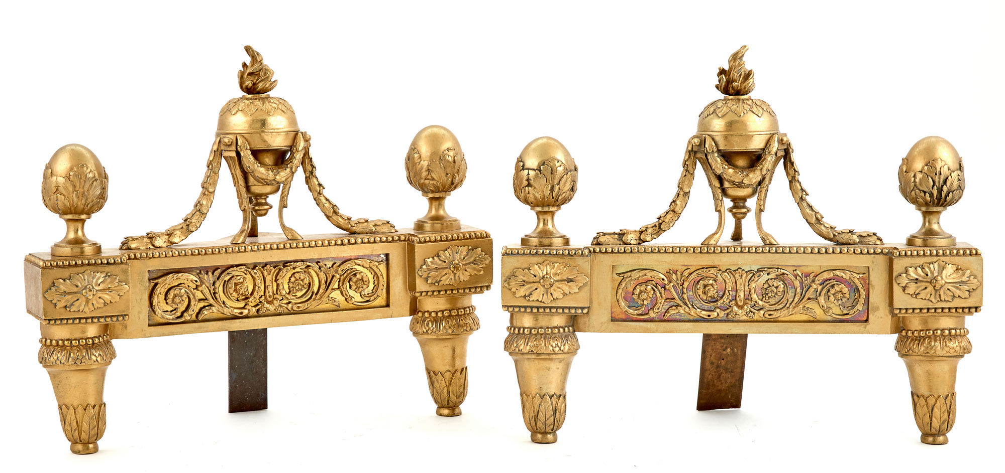 Lot image - Pair of Louis XVI Gilt-Bronze Chenets