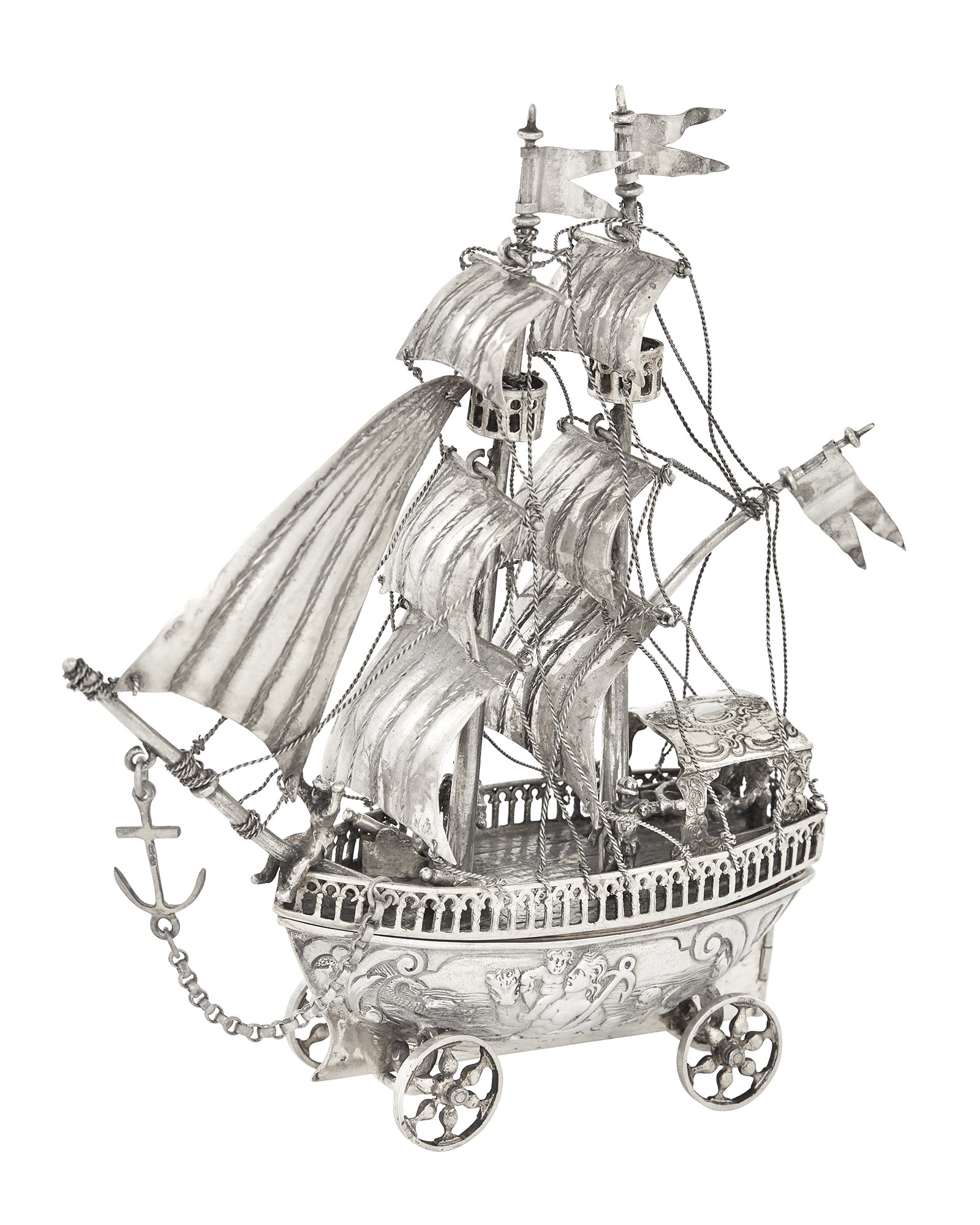 Lot image - German Sterling Silver Miniature Nef