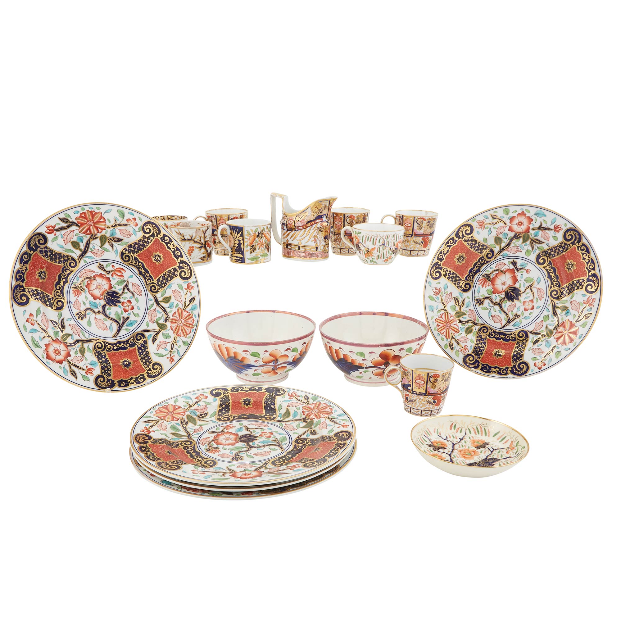 Lot image - Group of English Imari Palette Porcelain Articles