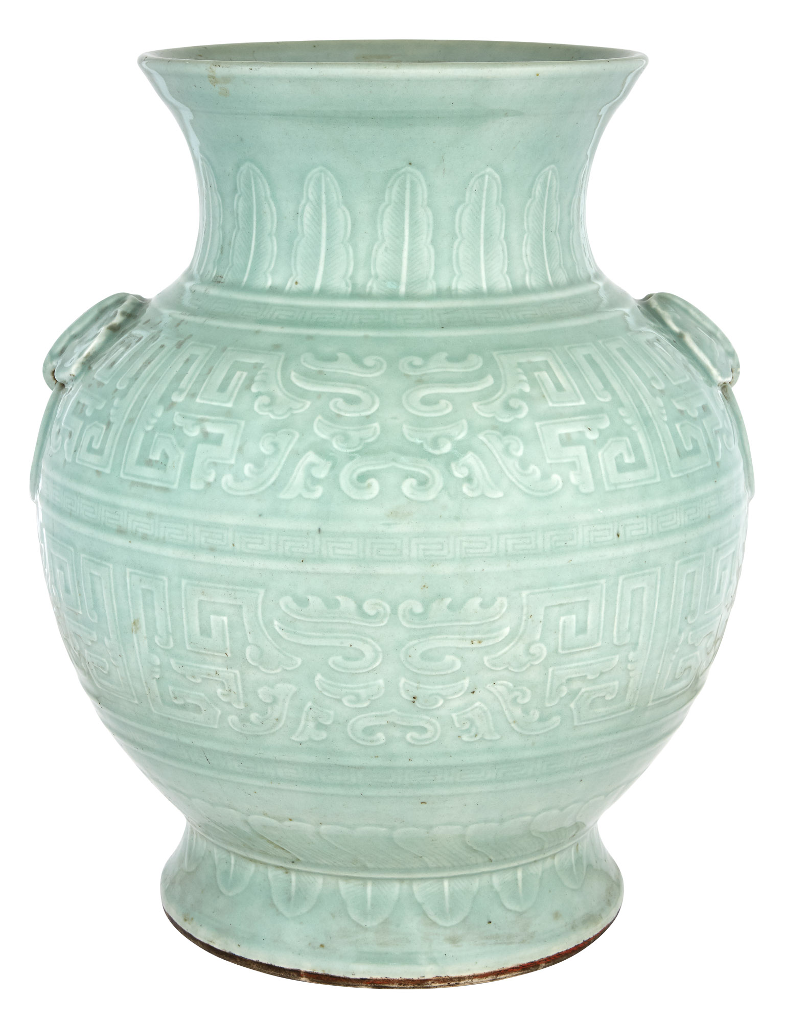 Lot image - Chinese Large Celadon Glazed Porcelain Vase