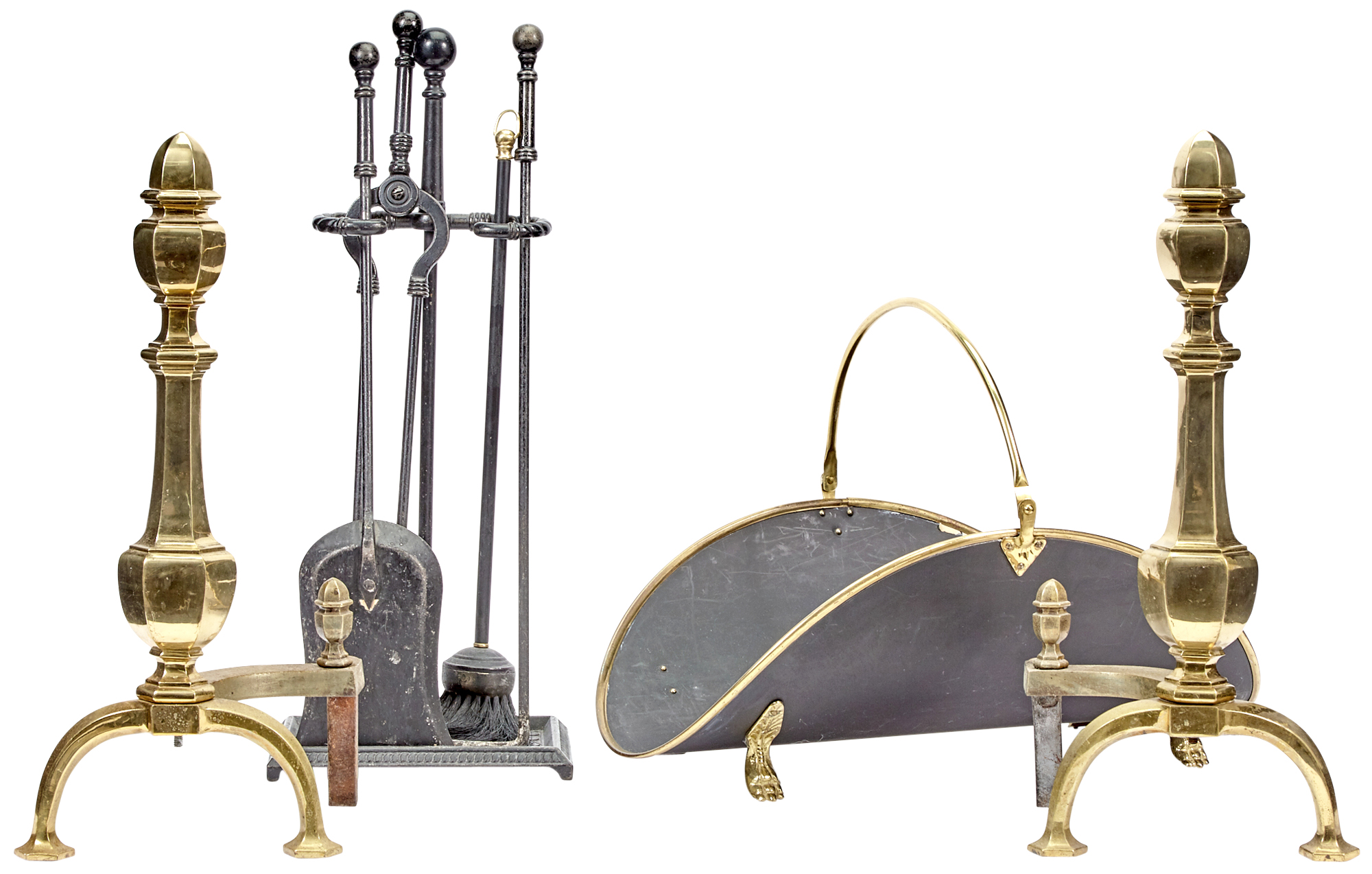 Lot image - Group of Brass and Metal Fireplace Equipment