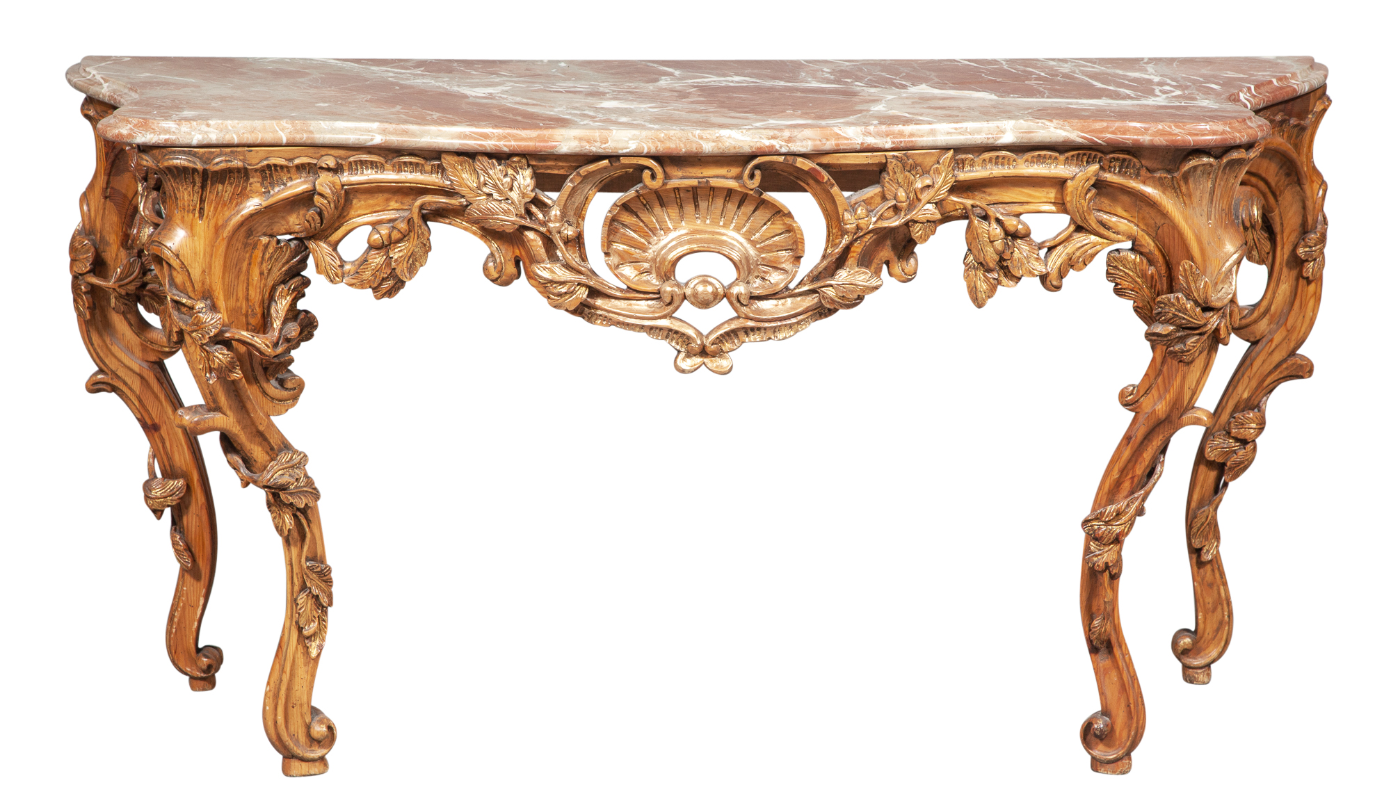 Lot image - Louis XV Style Marble Top Giltwood Console