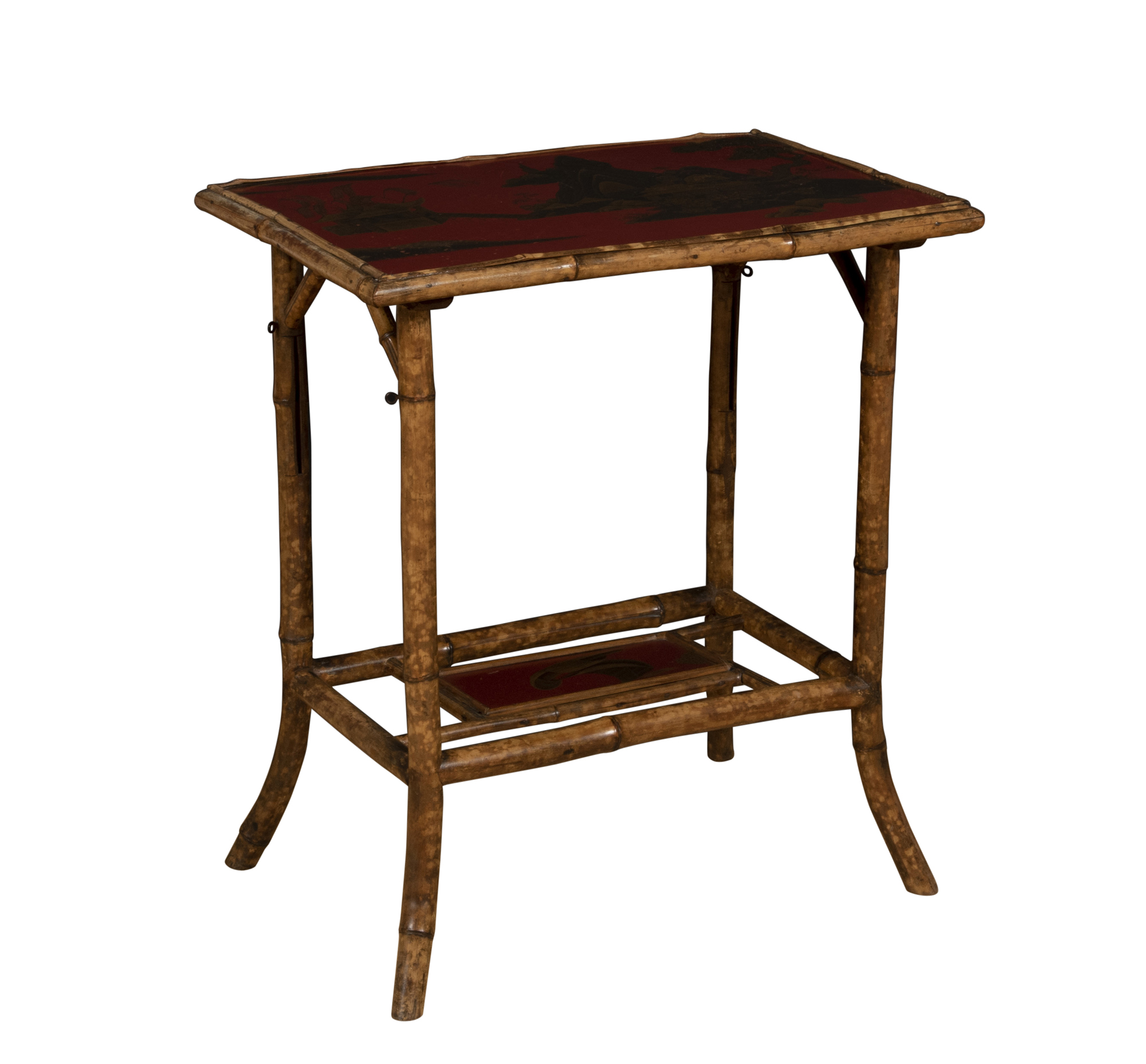 Lot image - Victorian Chinoiserie Decorated Lacquer and Bamboo Side Table