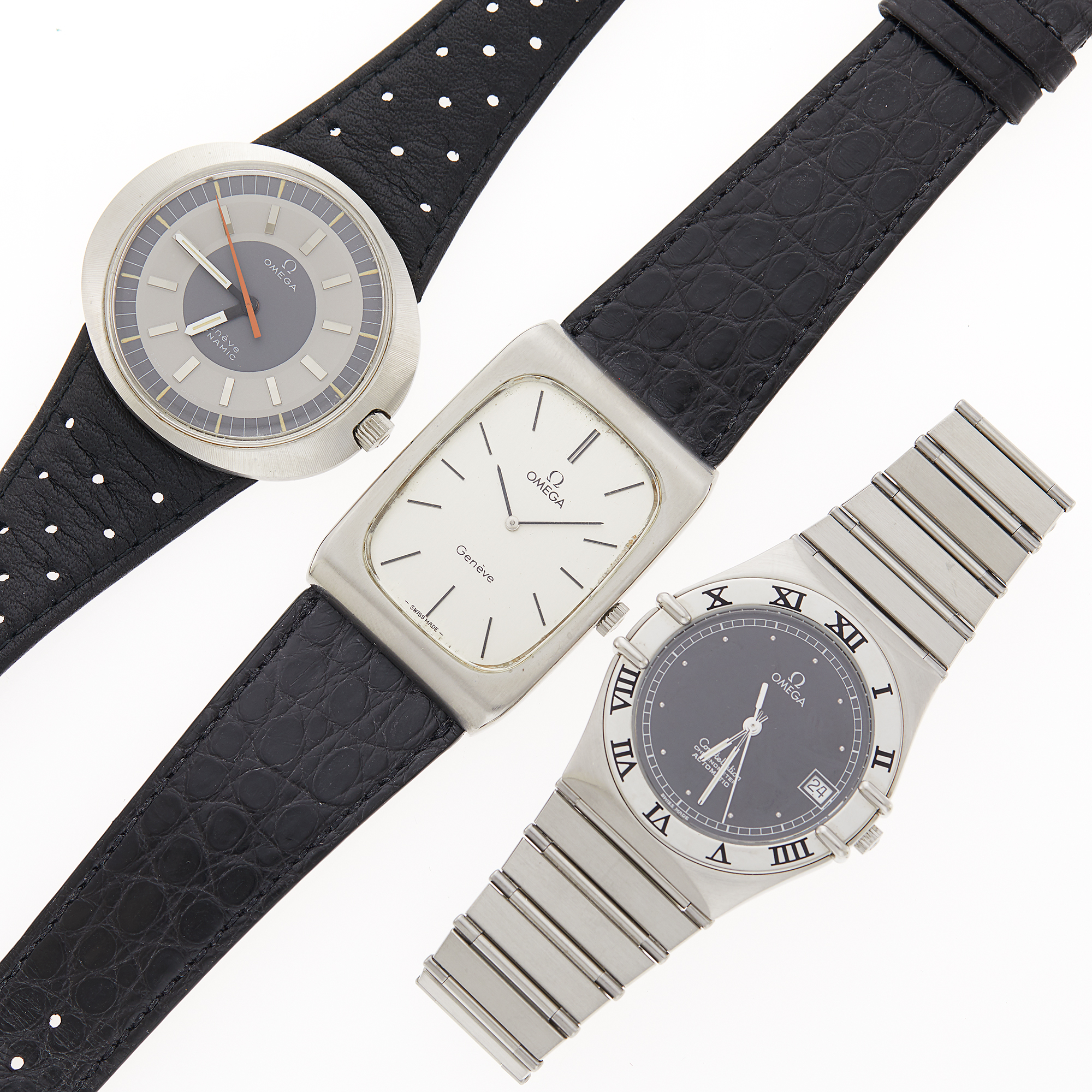 Lot image - Omega Three Stainless Steel Wristwatches