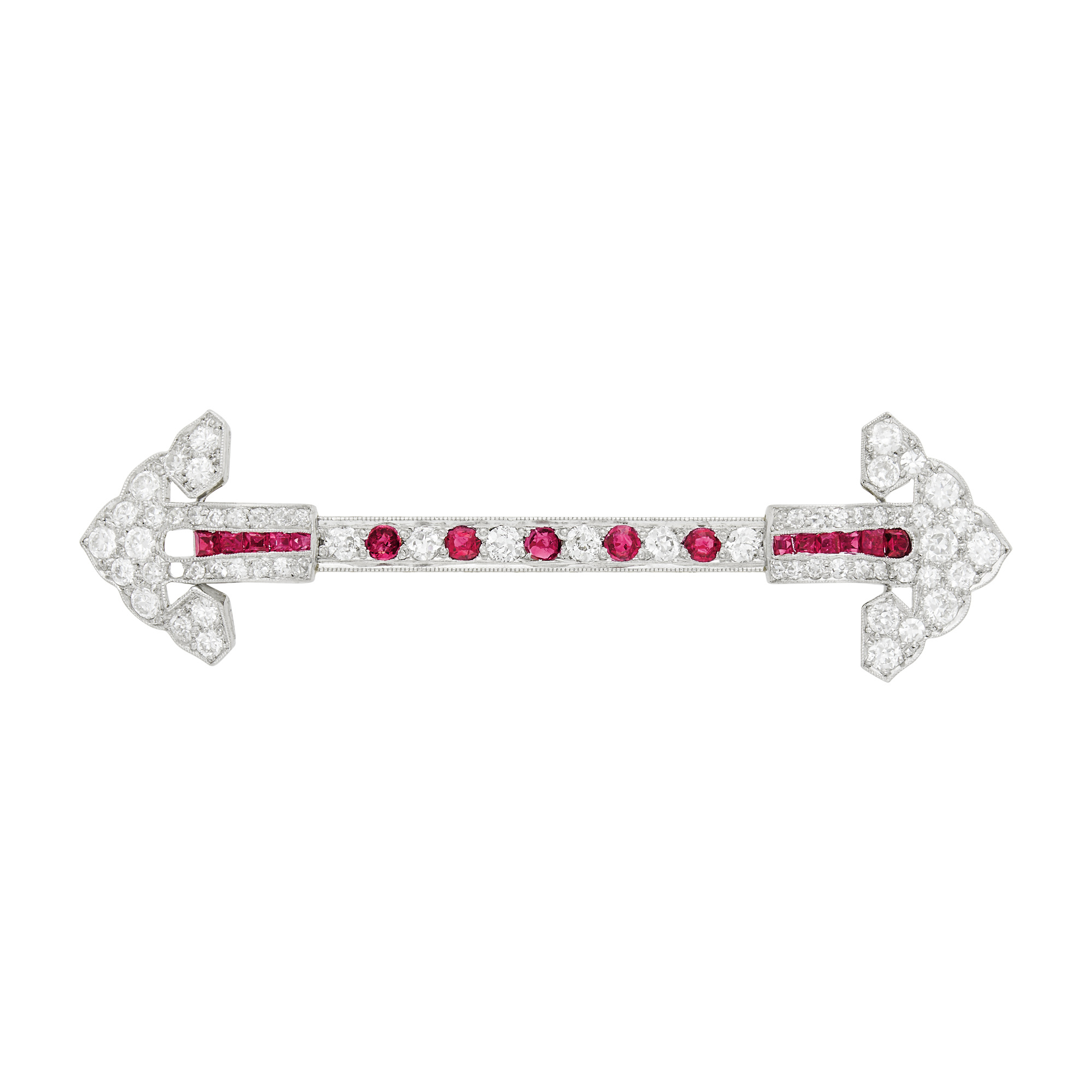 Lot image - Cartier Platinum, Gold, Diamond and Ruby Brooch