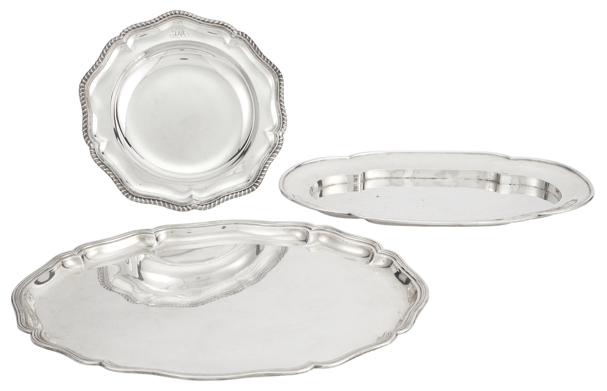 Lot image - Two German Silver Platters and a German Silver Soup Plate