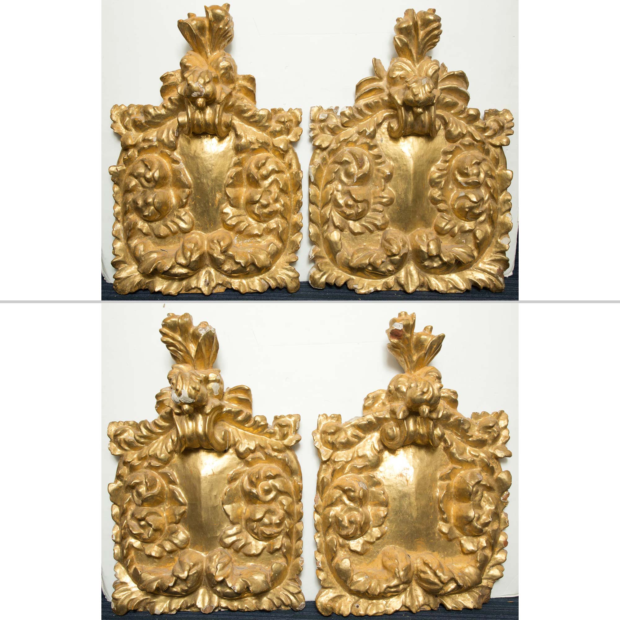 Lot image - Group of Four Italian Baroque Giltwood Architectural Elements