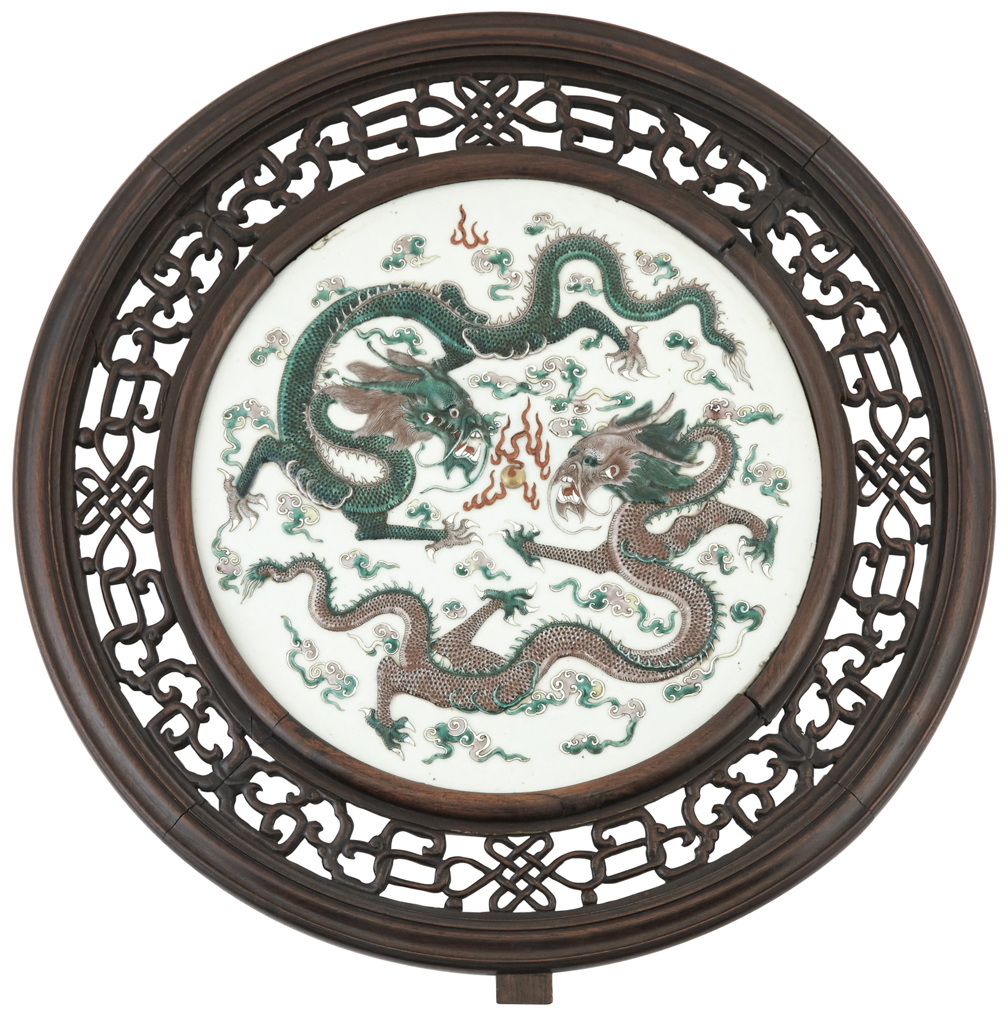 Lot image - A Chinese Enameled Porcelain Circular Plaque