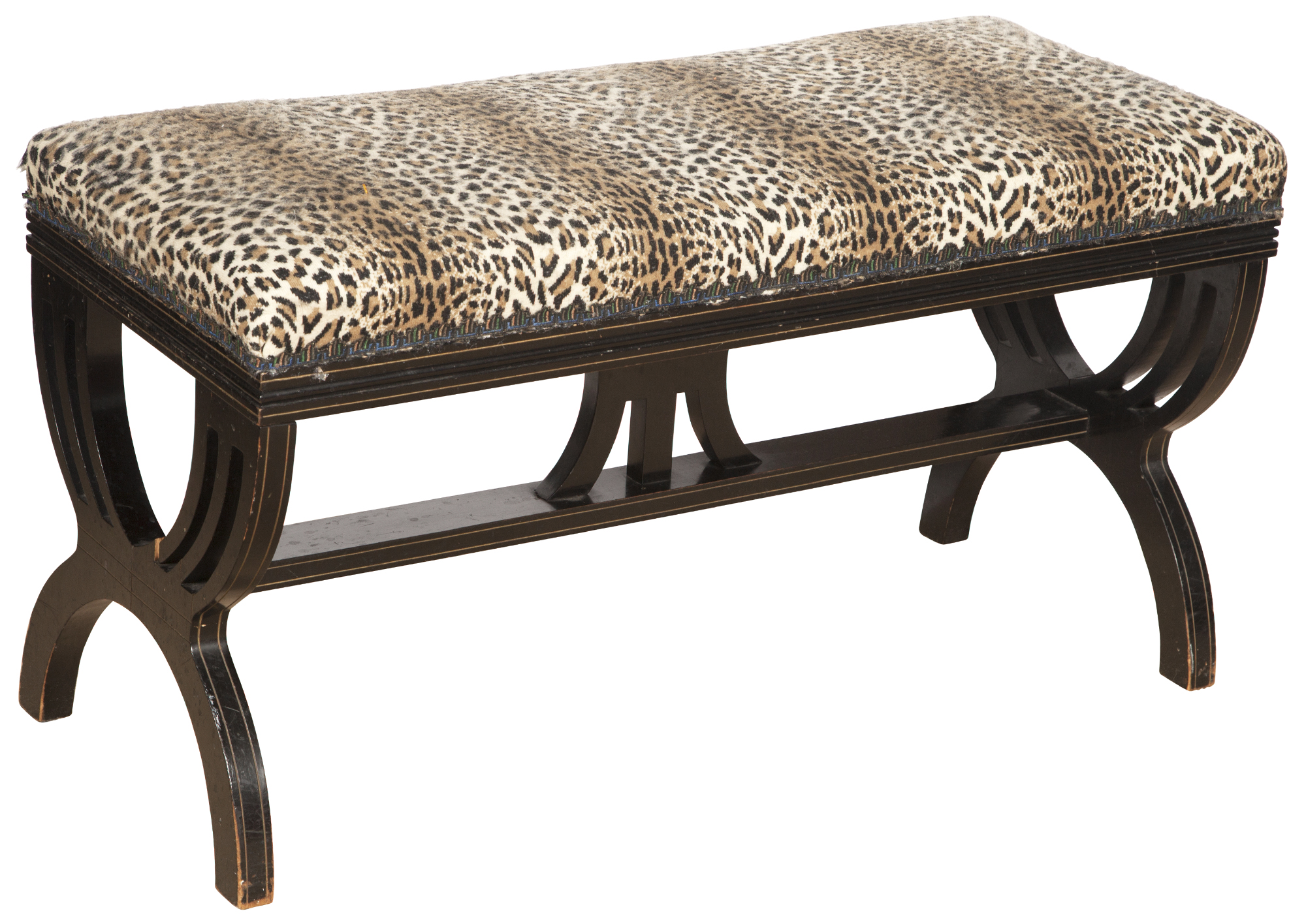 Lot image - Neoclassical Style Black-Painted Bench