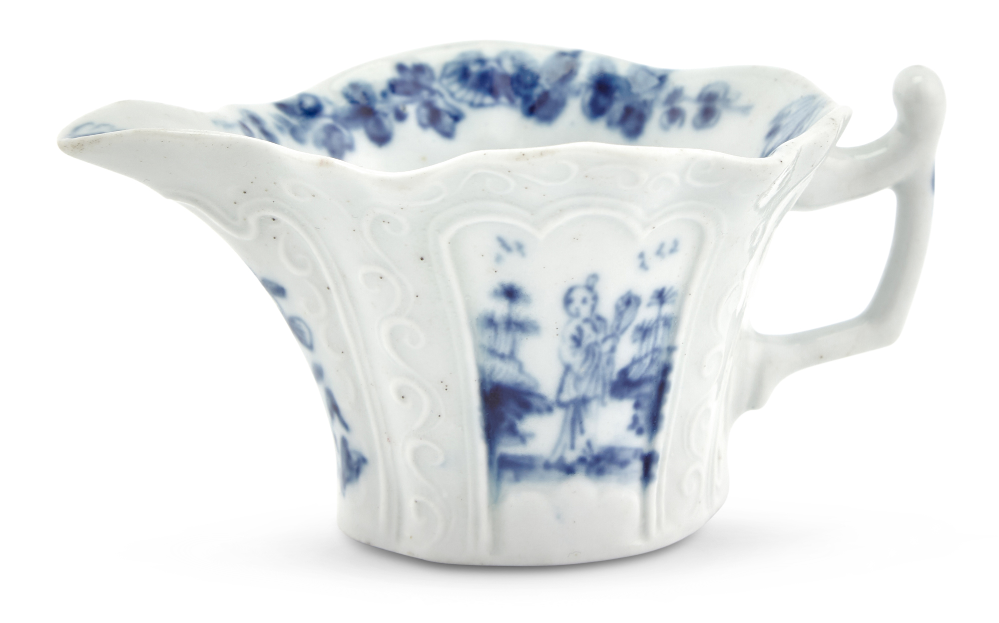 Lot image - Lunds Bristol Porcelain Documentary Blue and White Cream Boat