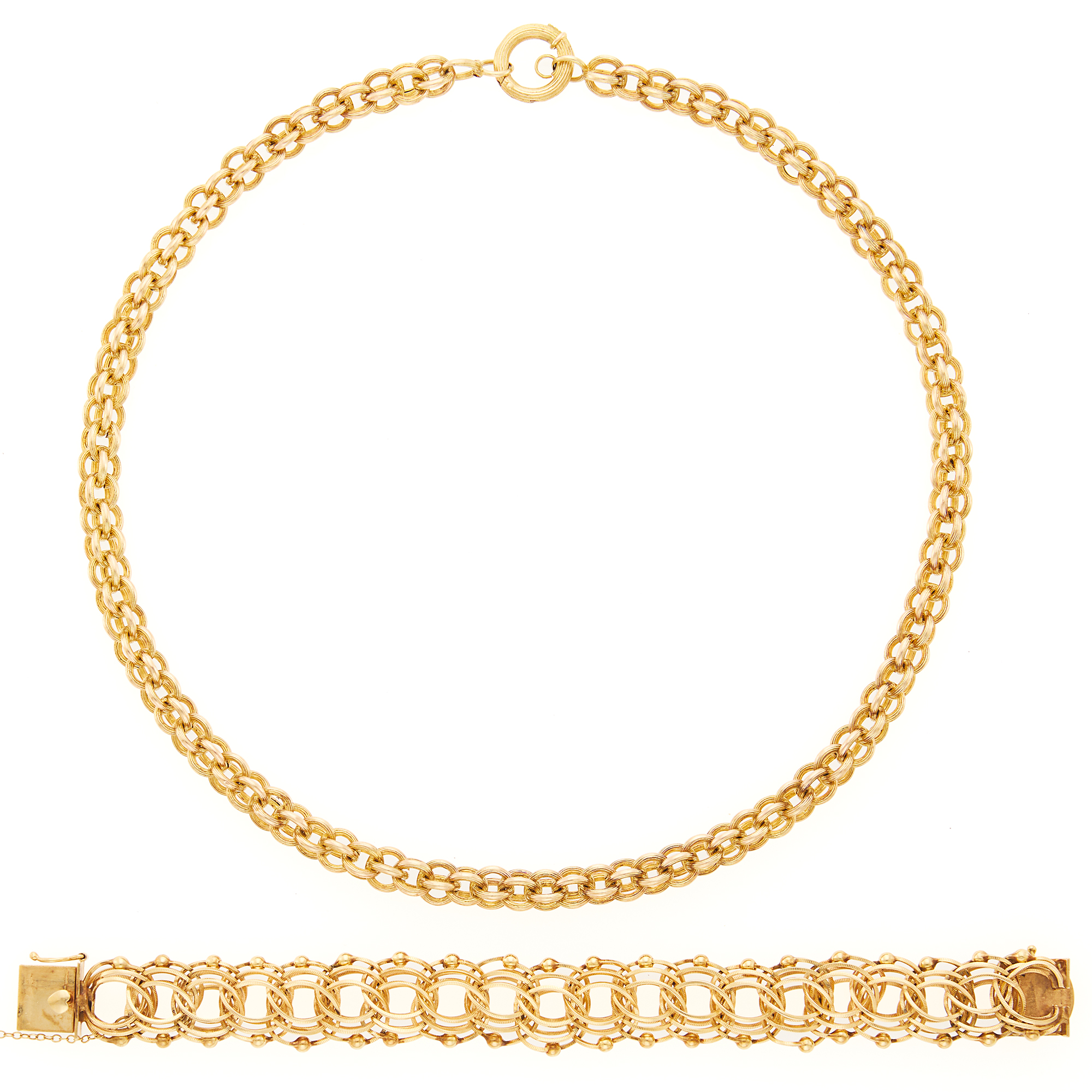 Lot image - Gold Necklace and Bracelet