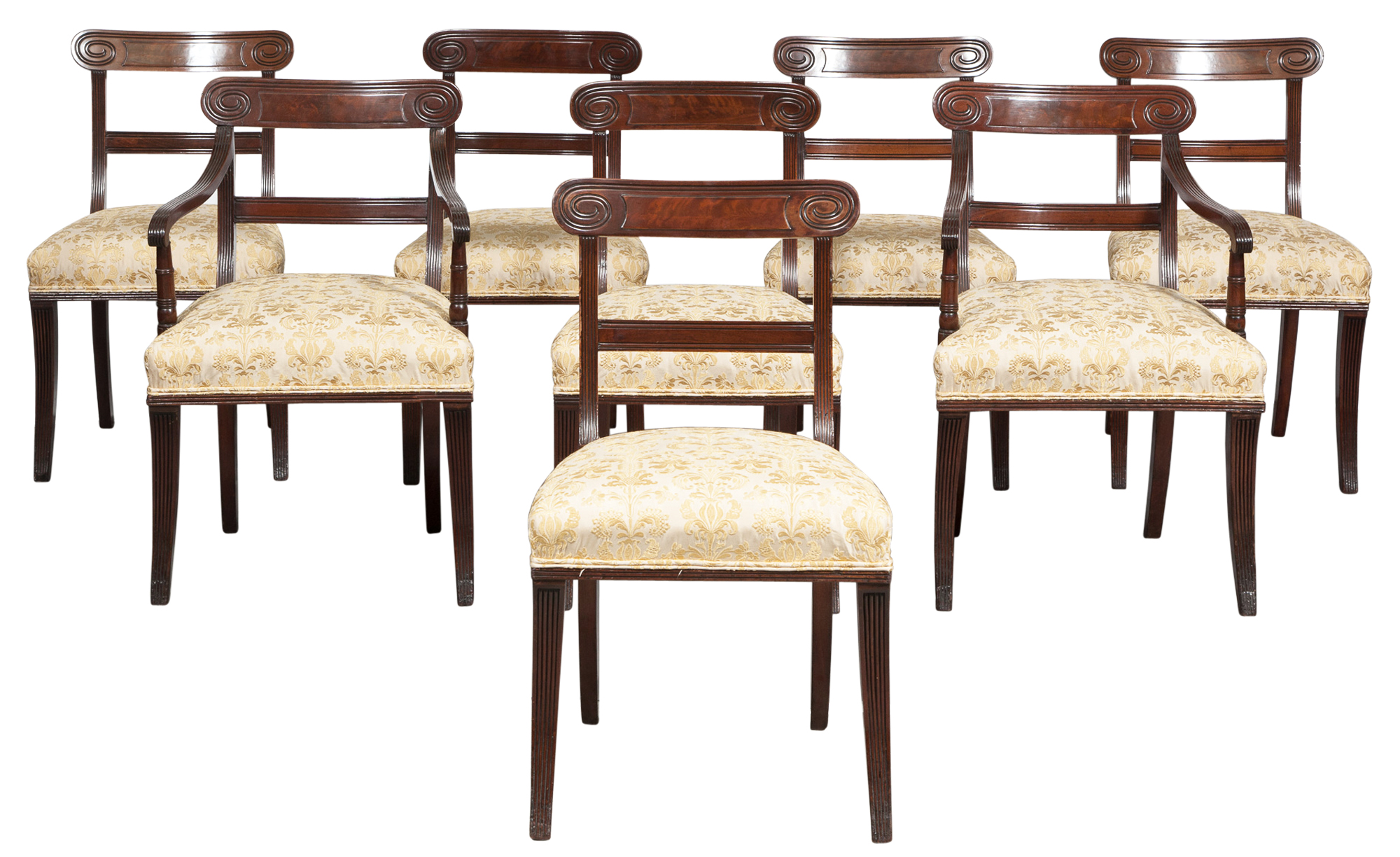 Lot image - Set of Eight Classical Mahogany Dining Chairs