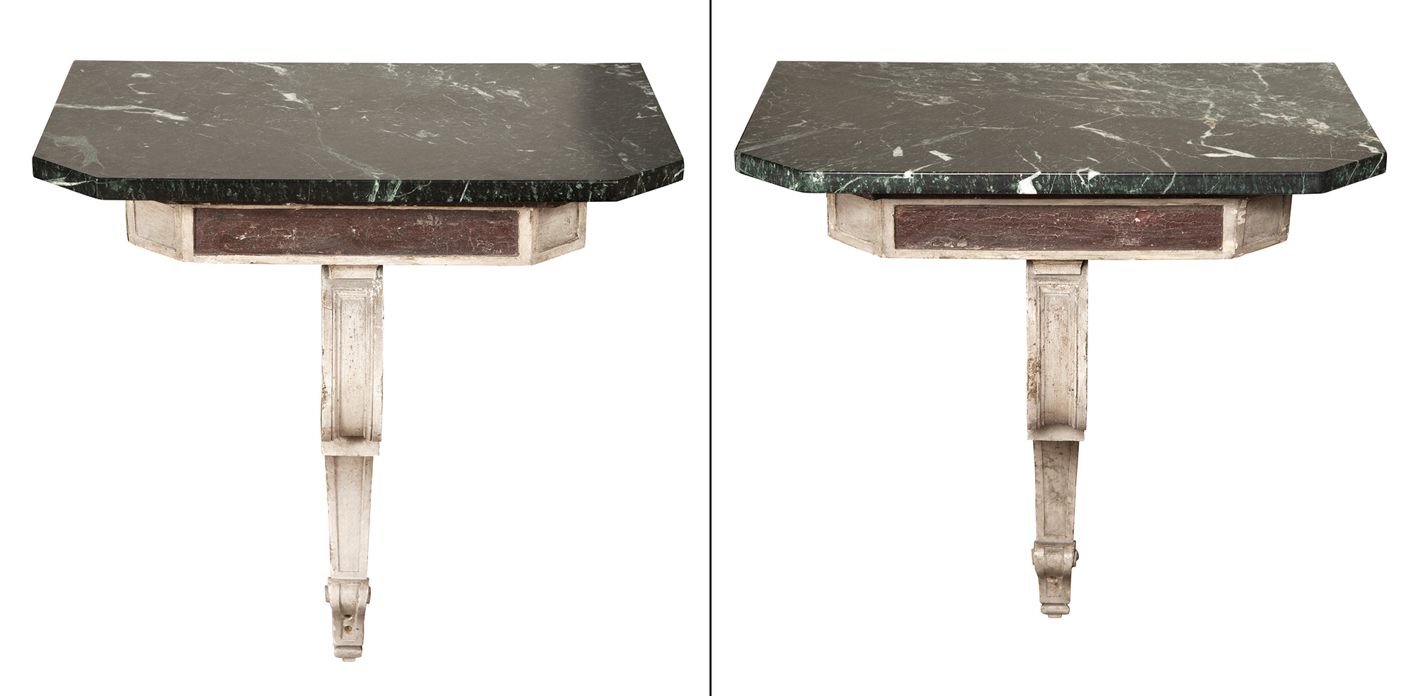 Lot image - Pair of Neoclassical Style Painted Consoles