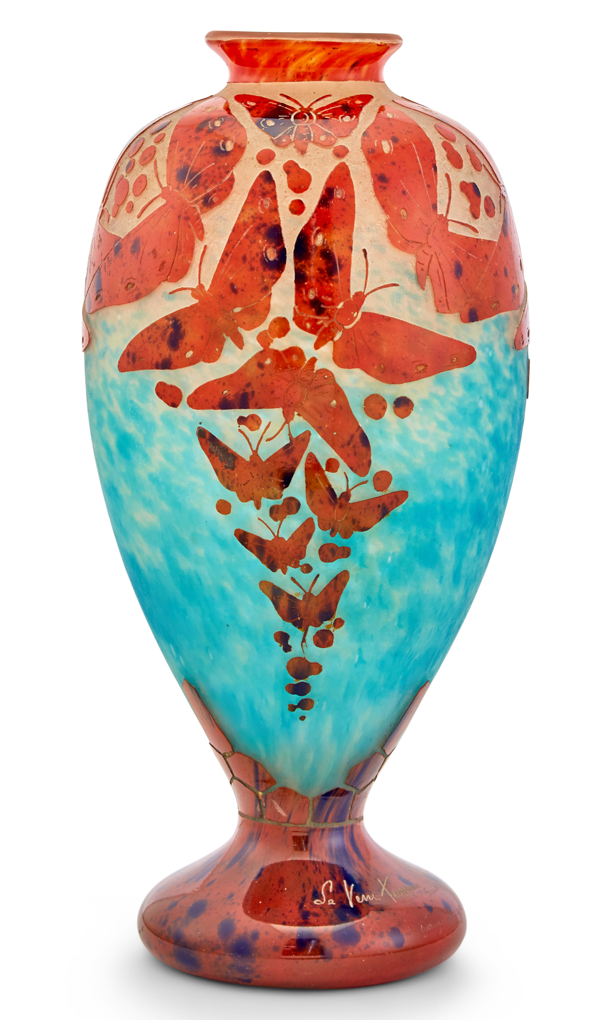 Lot image - Le Verre Francais Art Deco Acid-Etched Cameo Glass Papillons