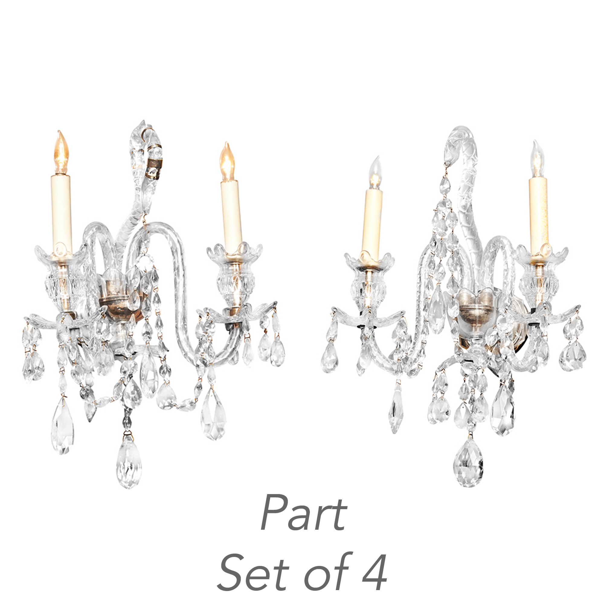 Lot image - Set of Four George III Style Cut-Glass Two-Light Wall Lights