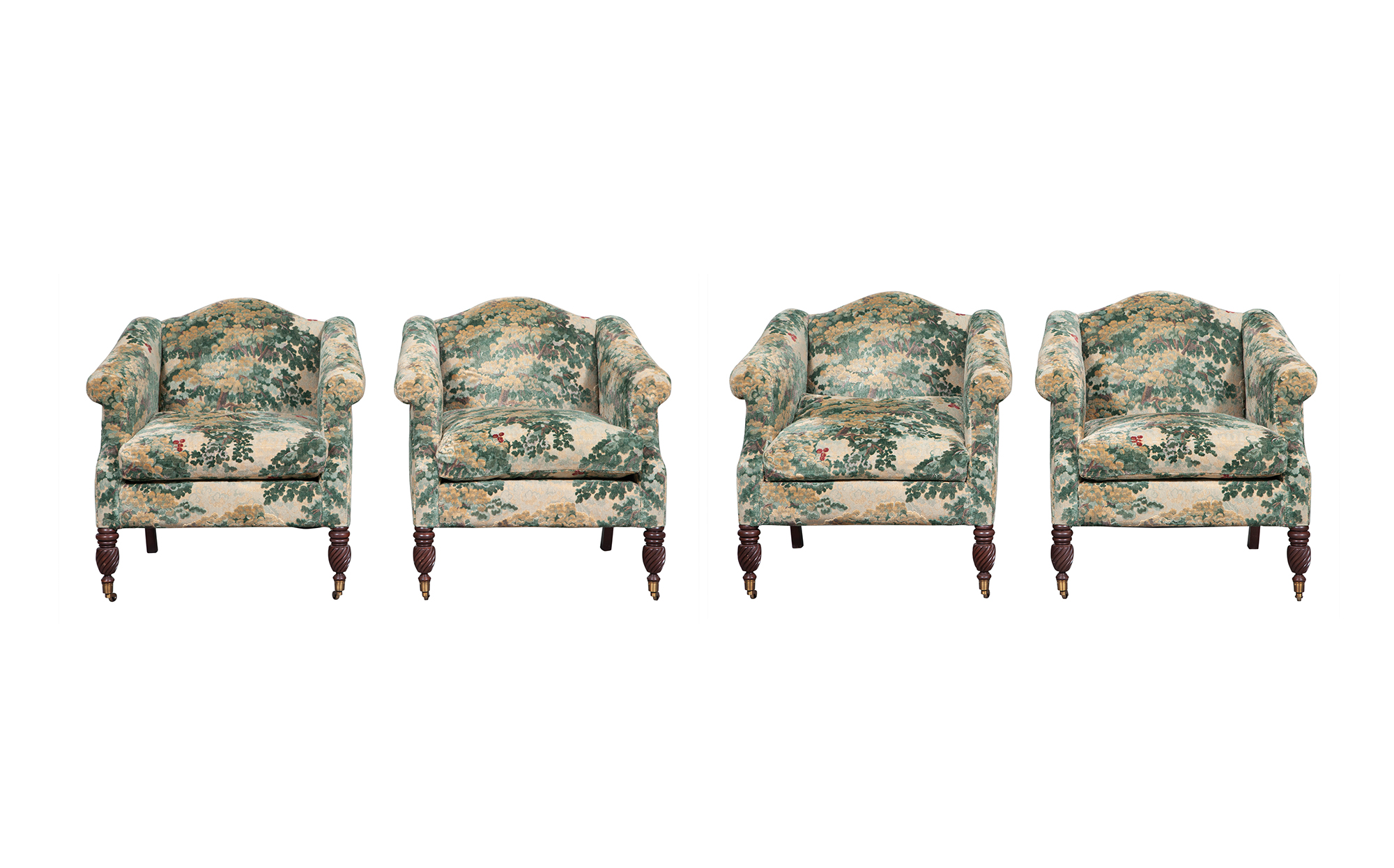Lot image - Set of Four Tapestry Upholstered Armchairs