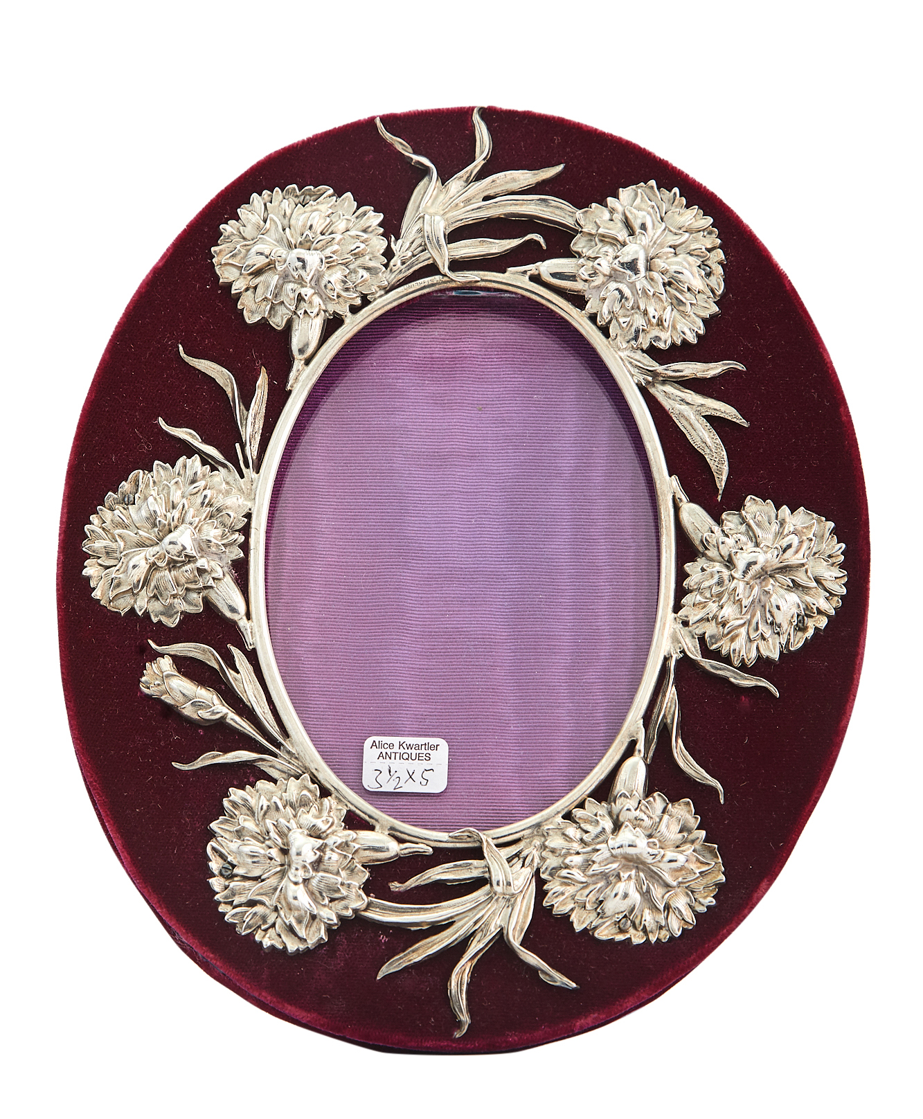 Lot image - Sterling Silver and Velvet Picture Frame