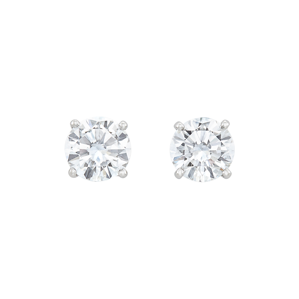 Lot image - Pair of White Gold and Diamond Stud Earrings, Cartier