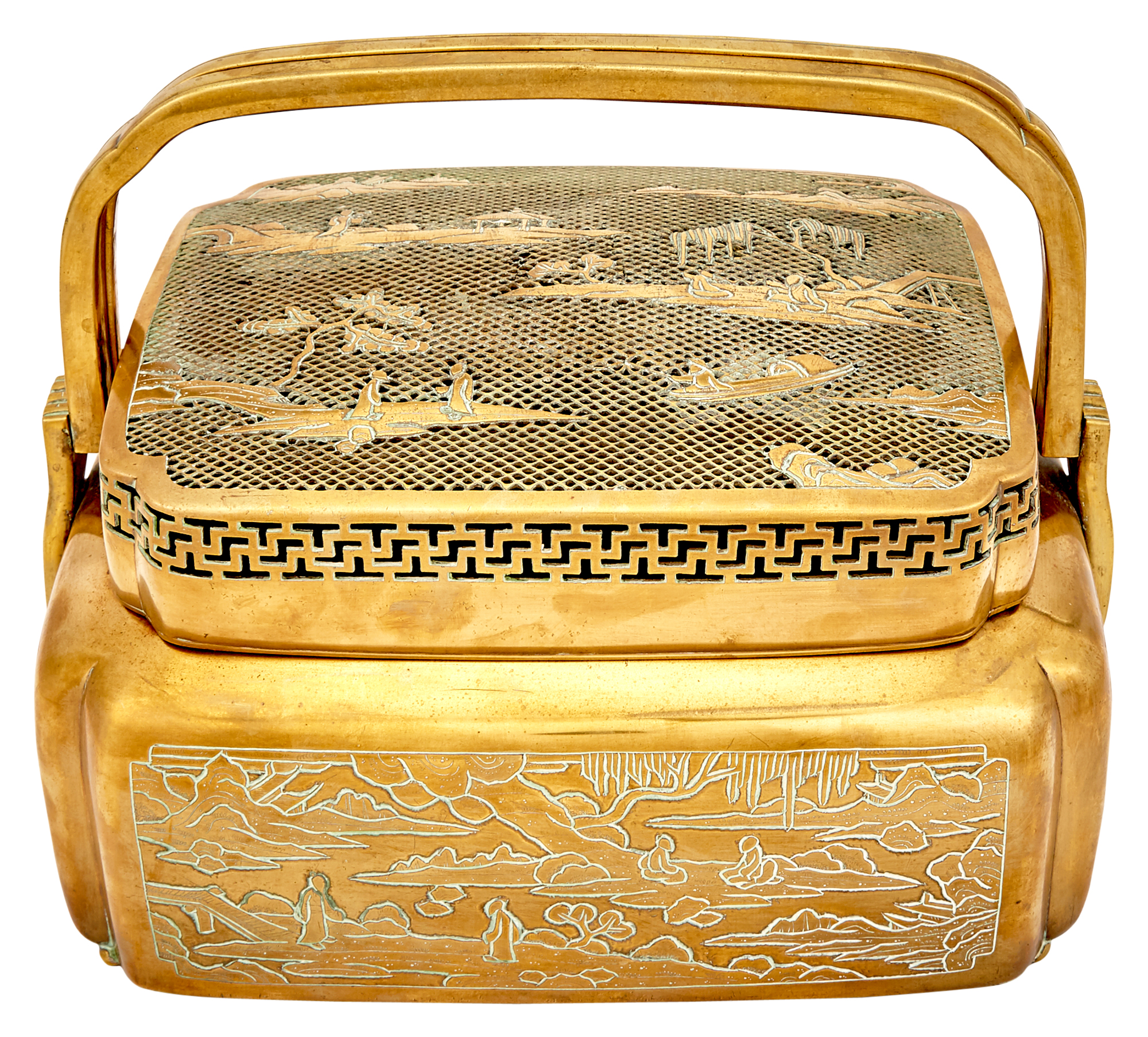 Lot image - A Large Chinese Brass Hand Warmer